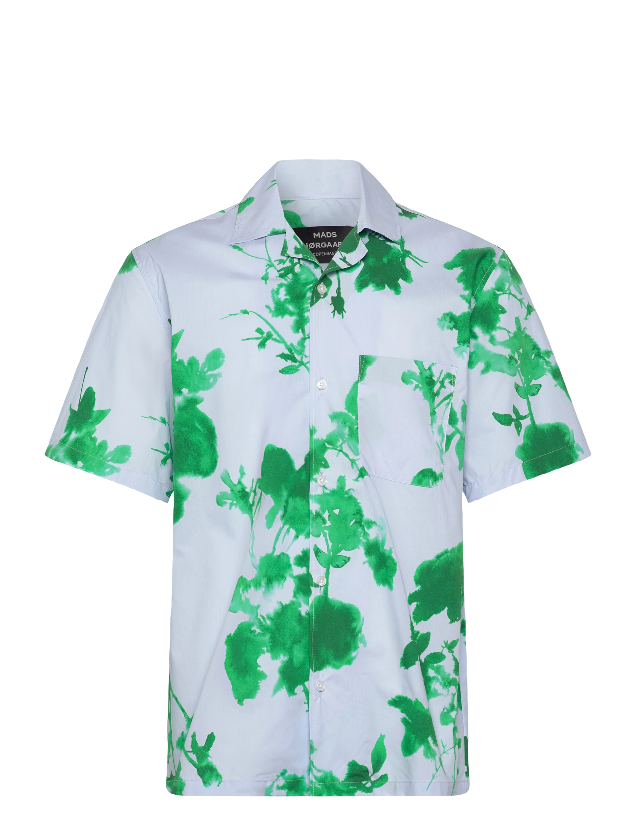 Mads Nørgaard Organic Cotton Poplin Kenji AOP Shirt SS - Tøj - CASHMERE BLUE / blue