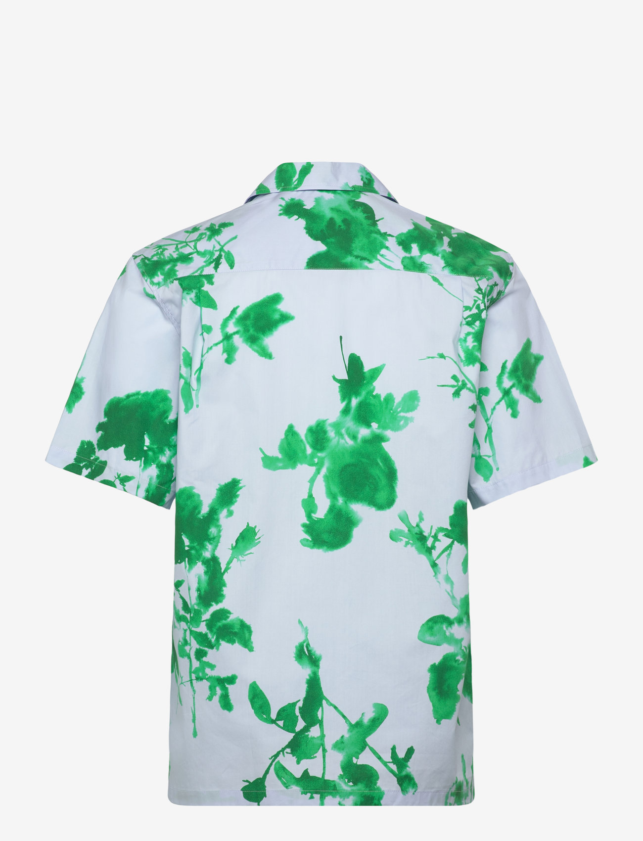 Mads Nørgaard - Organic Cotton Poplin Kenji AOP Shirt SS - kortärmade skjortor - cashmere blue - 1