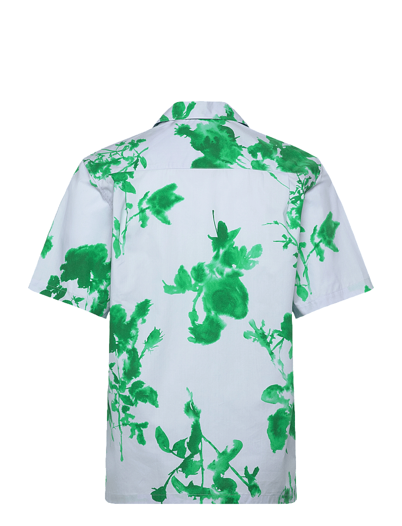 Mads Nørgaard - Organic Cotton Poplin Kenji AOP Shirt SS - kortärmade skjortor - cashmere blue - 1