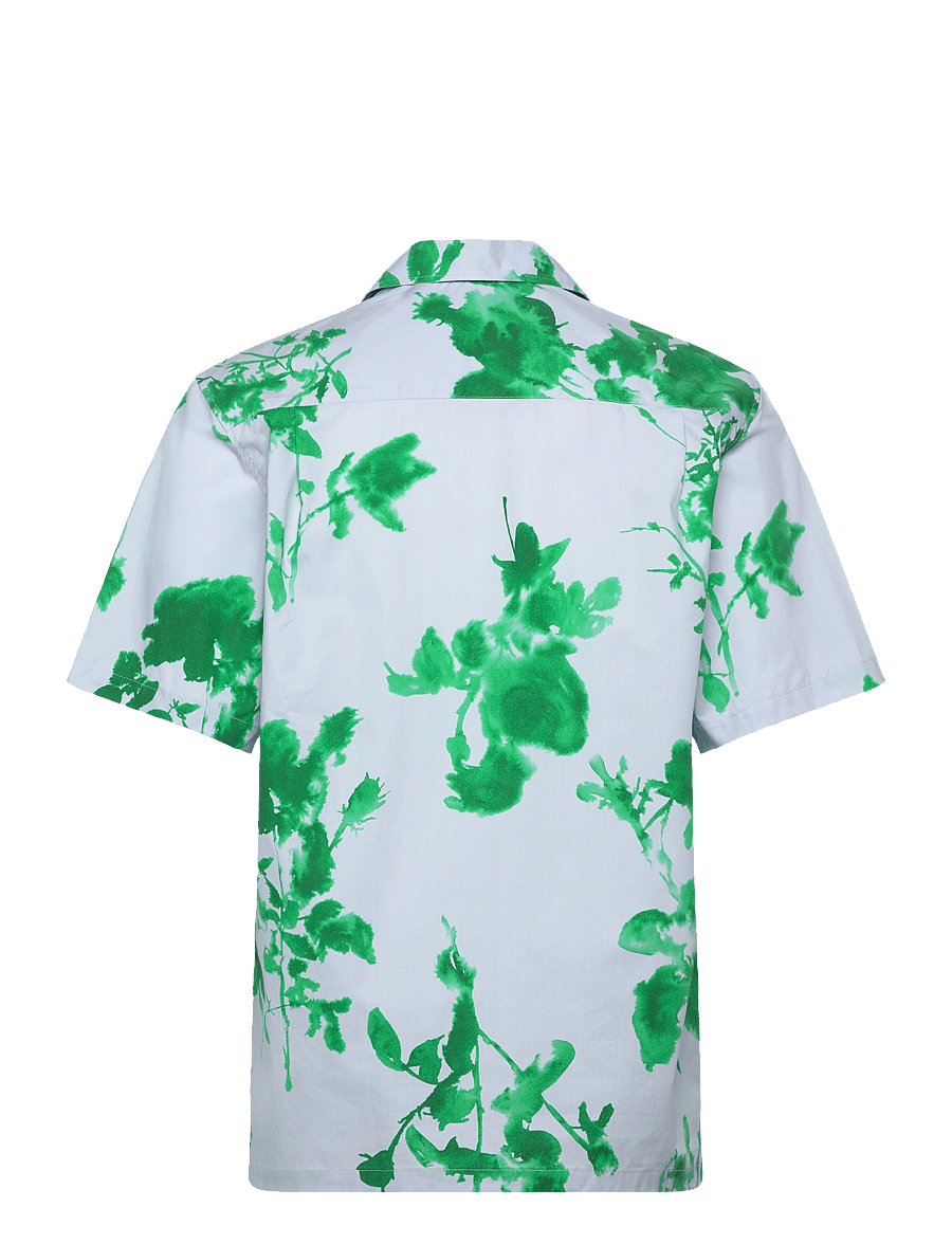 Mads Nørgaard - Organic Cotton Poplin Kenji AOP Shirt SS - chemises à manches courtes - cashmere blue - 1