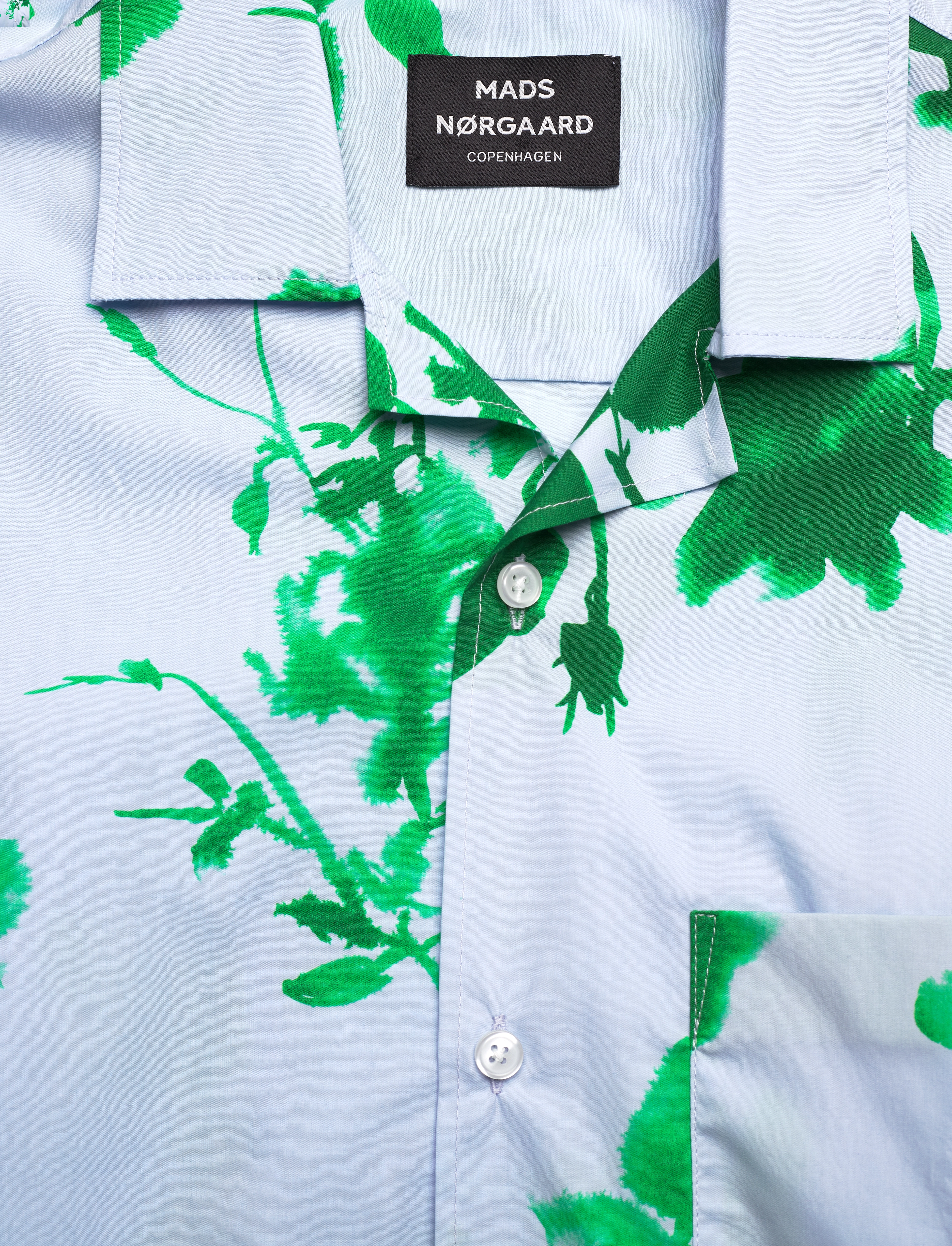 Mads Nørgaard - Organic Cotton Poplin Kenji AOP Shirt SS - chemises à manches courtes - cashmere blue - 2