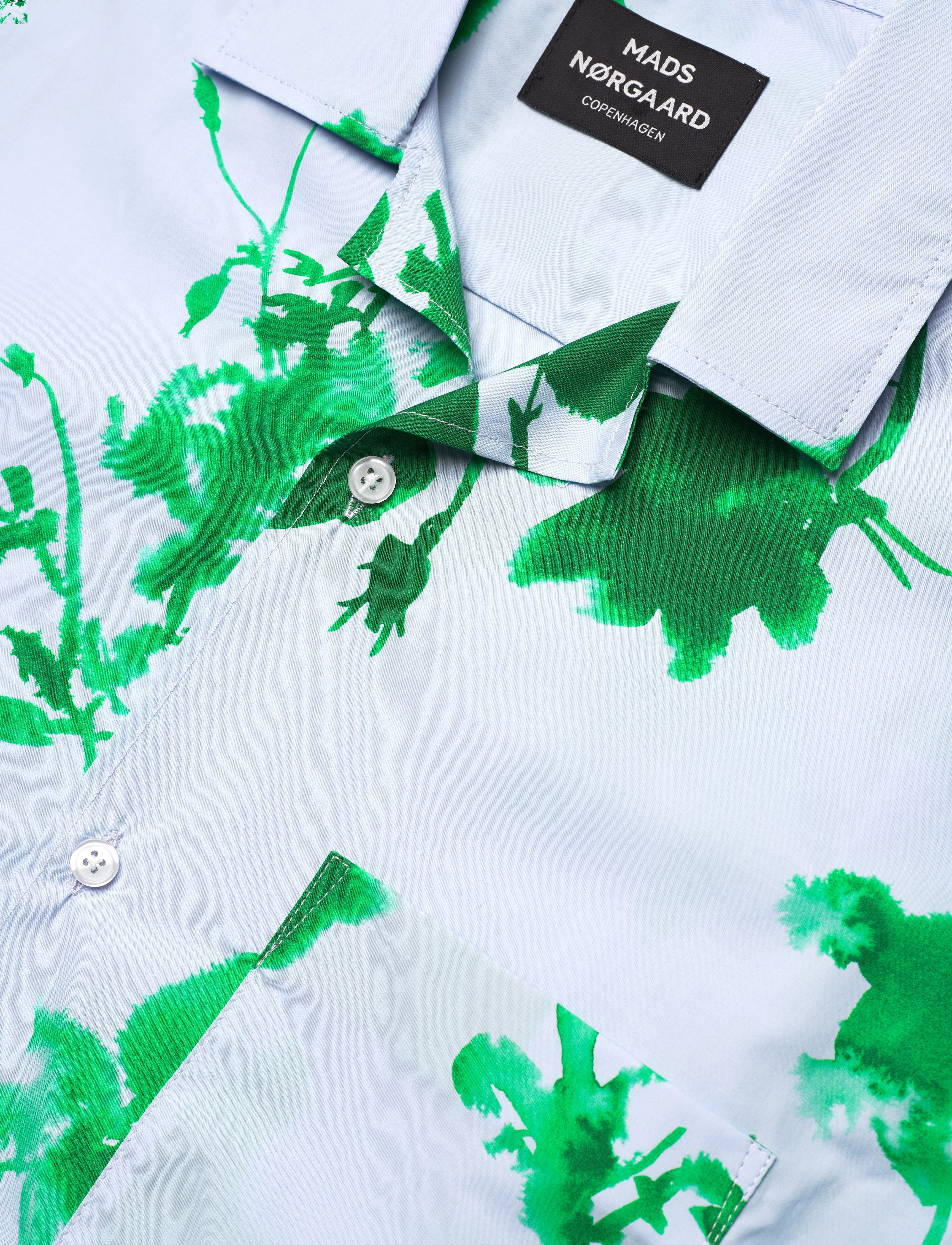 Mads Nørgaard - Organic Cotton Poplin Kenji AOP Shirt SS - chemises à manches courtes - cashmere blue - 3