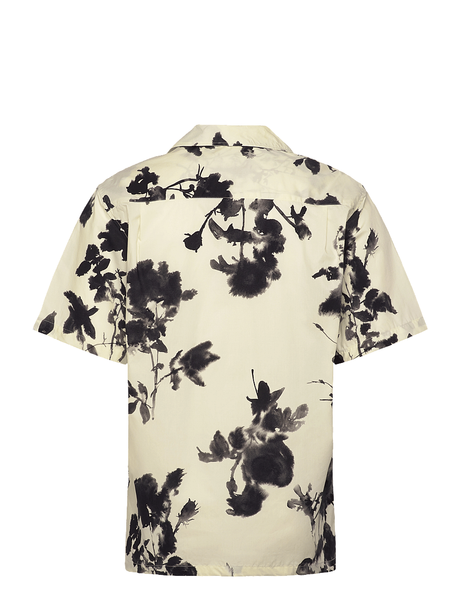 Mads Nørgaard - Organic Cotton Poplin Kenji AOP Shirt SS - kurzarmhemden - tender yellow - 1