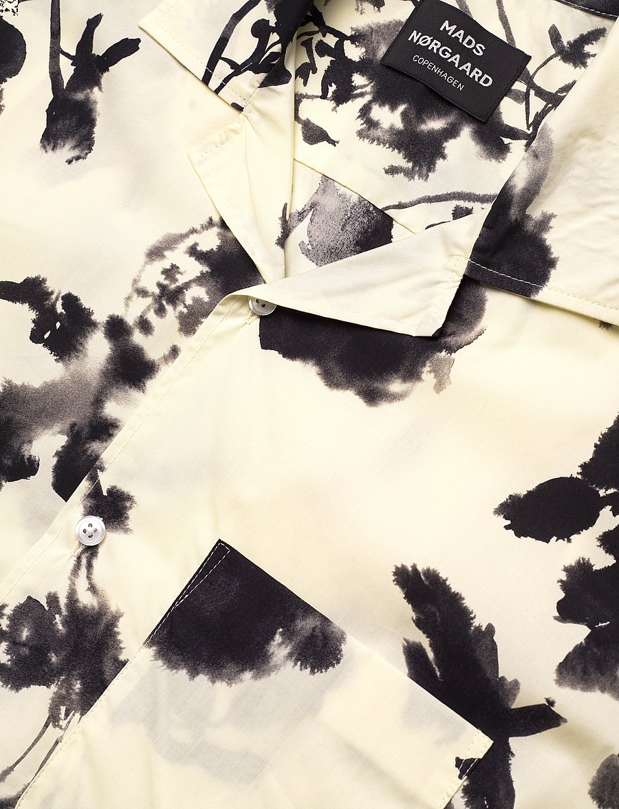 Mads Nørgaard - Organic Cotton Poplin Kenji AOP Shirt SS - kurzarmhemden - tender yellow - 3