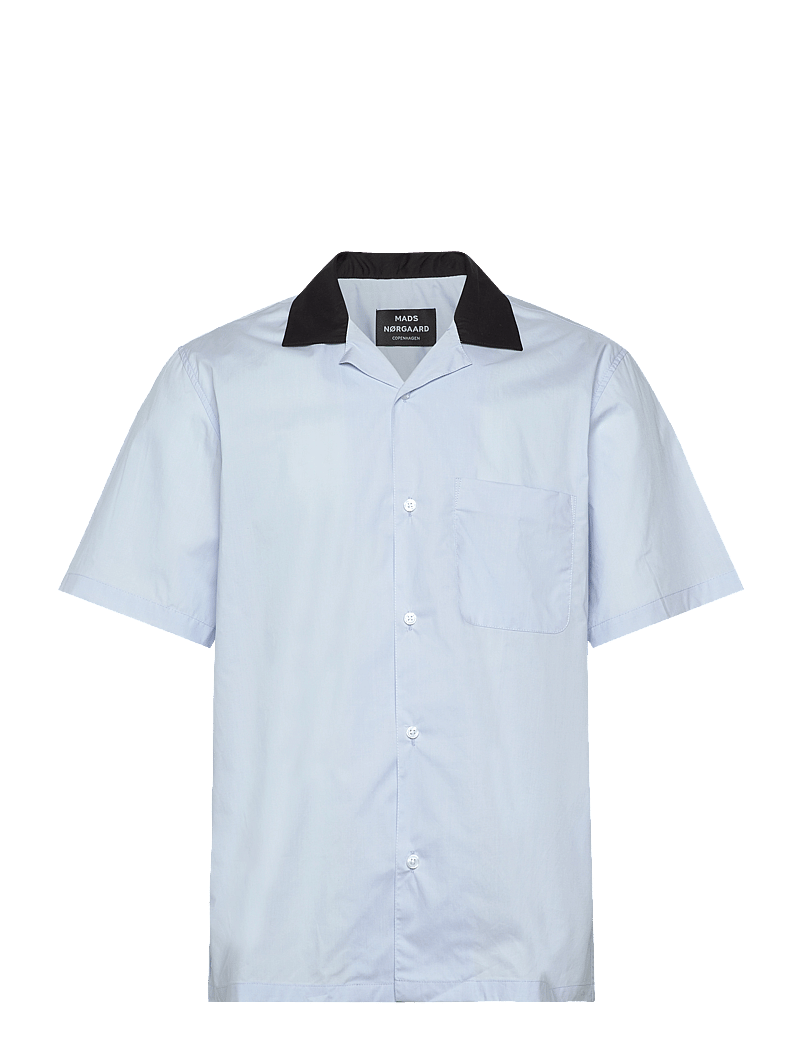 Mads Nørgaard - Organic Cotton Poplin Kenji Shirt SS - chemises à manches courtes - cashmere blue - 0