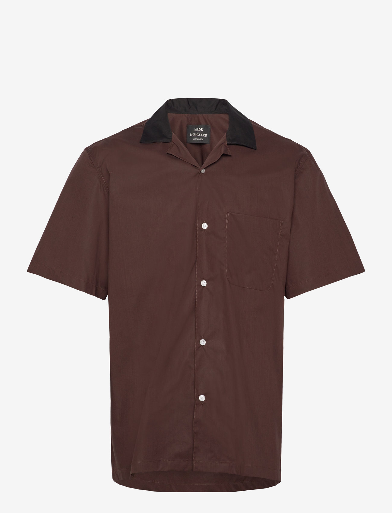 Mads Nørgaard - Organic Cotton Poplin Kenji Shirt SS - lühikeste varrukatega särgid - chicory coffee - 0