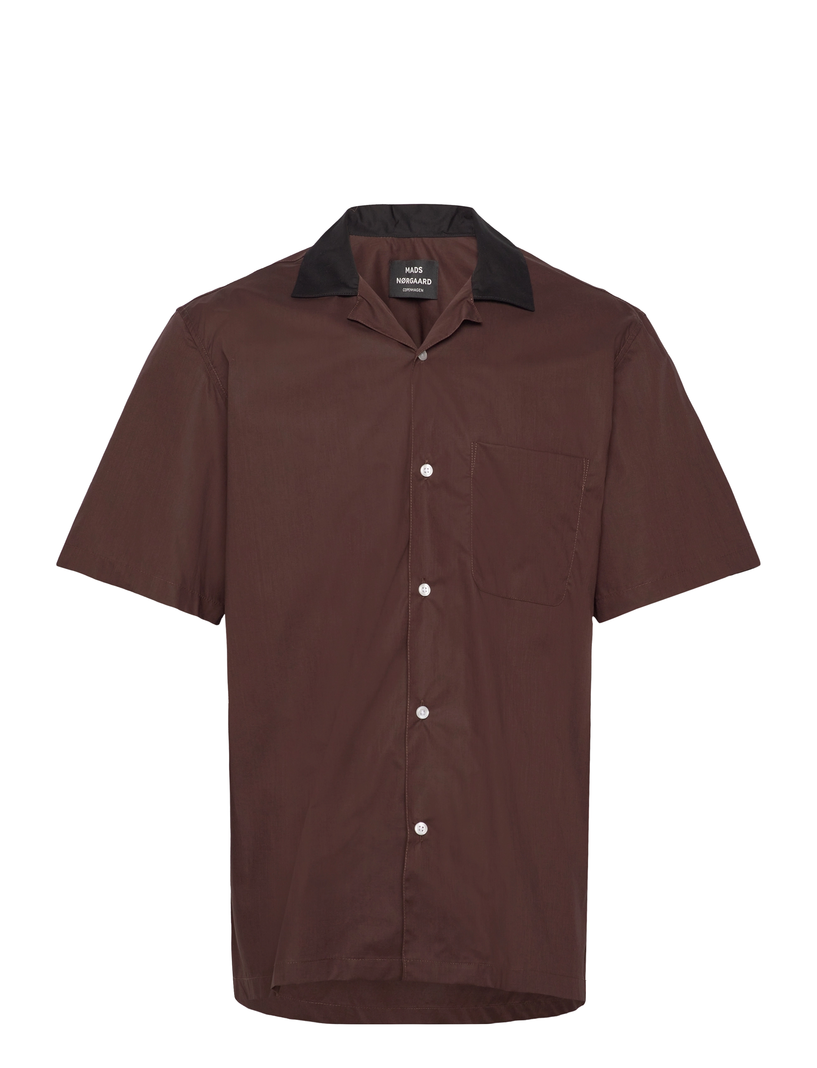 Mads Nørgaard Organic Cotton Poplin Kenji Shirt SS - Skjorter - CHICORY COFFEE / brown