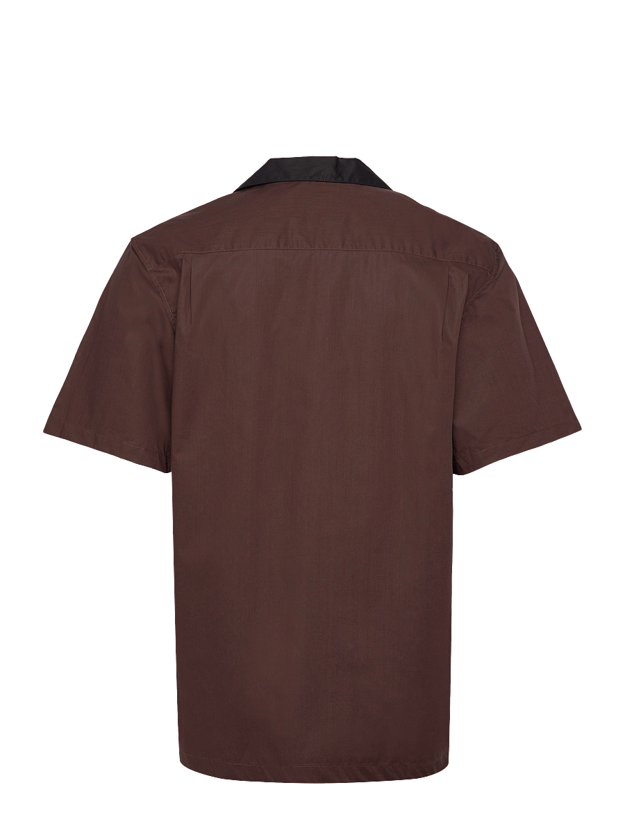 Mads Nørgaard - Organic Cotton Poplin Kenji Shirt SS - chemises à manches courtes - chicory coffee - 1