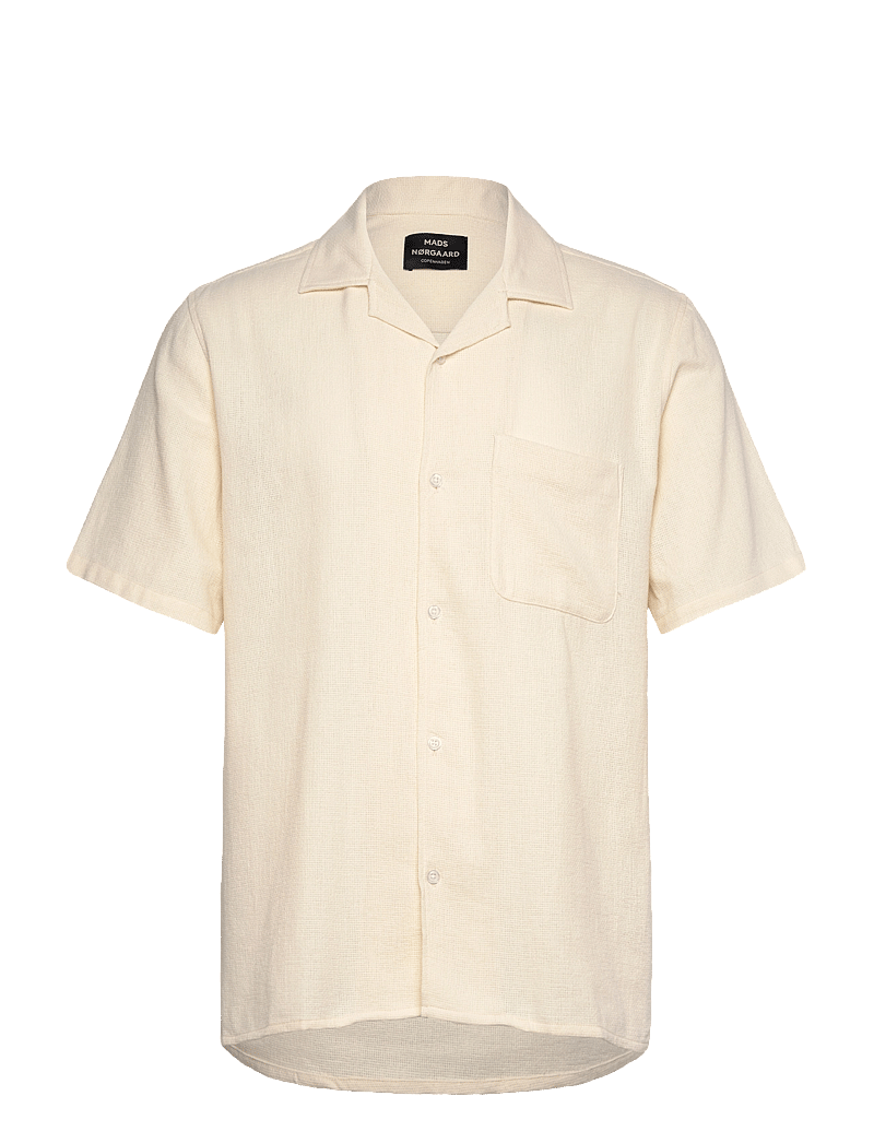 Mads Nørgaard - Texture Kenji Shirt SS - kurzarmhemden - vanilla ice - 0