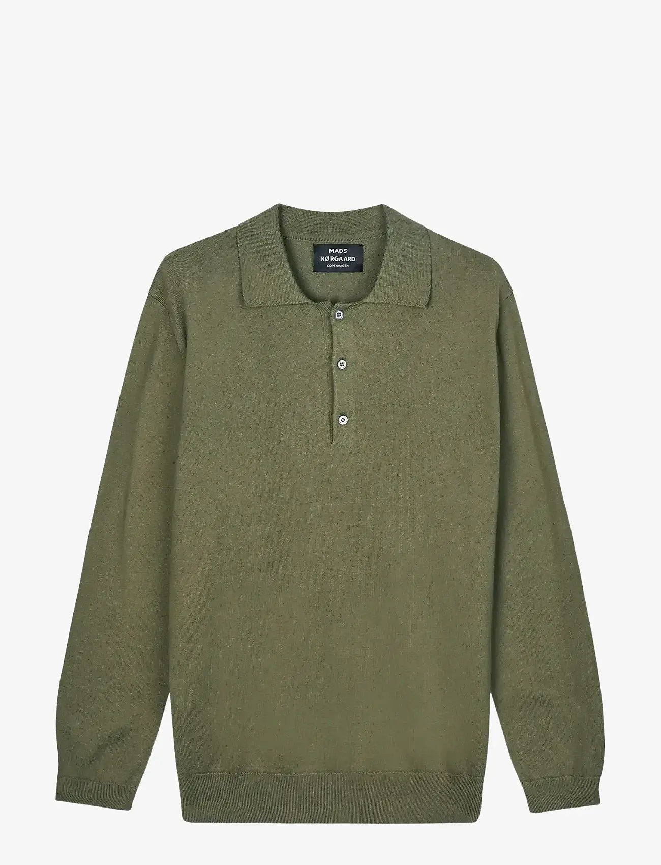 Mads Nørgaard - Tight Cotton Tristan Knit - long-sleeved knitted polos - kalamata - 0