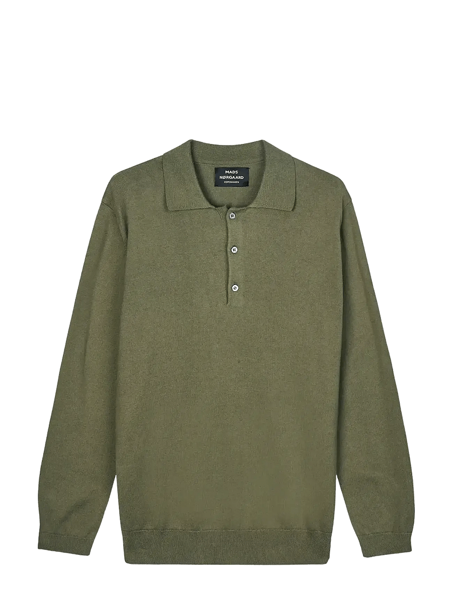 Mads Nørgaard - Tight Cotton Tristan Knit - pikkade varrukatega kootud polod - kalamata - 0