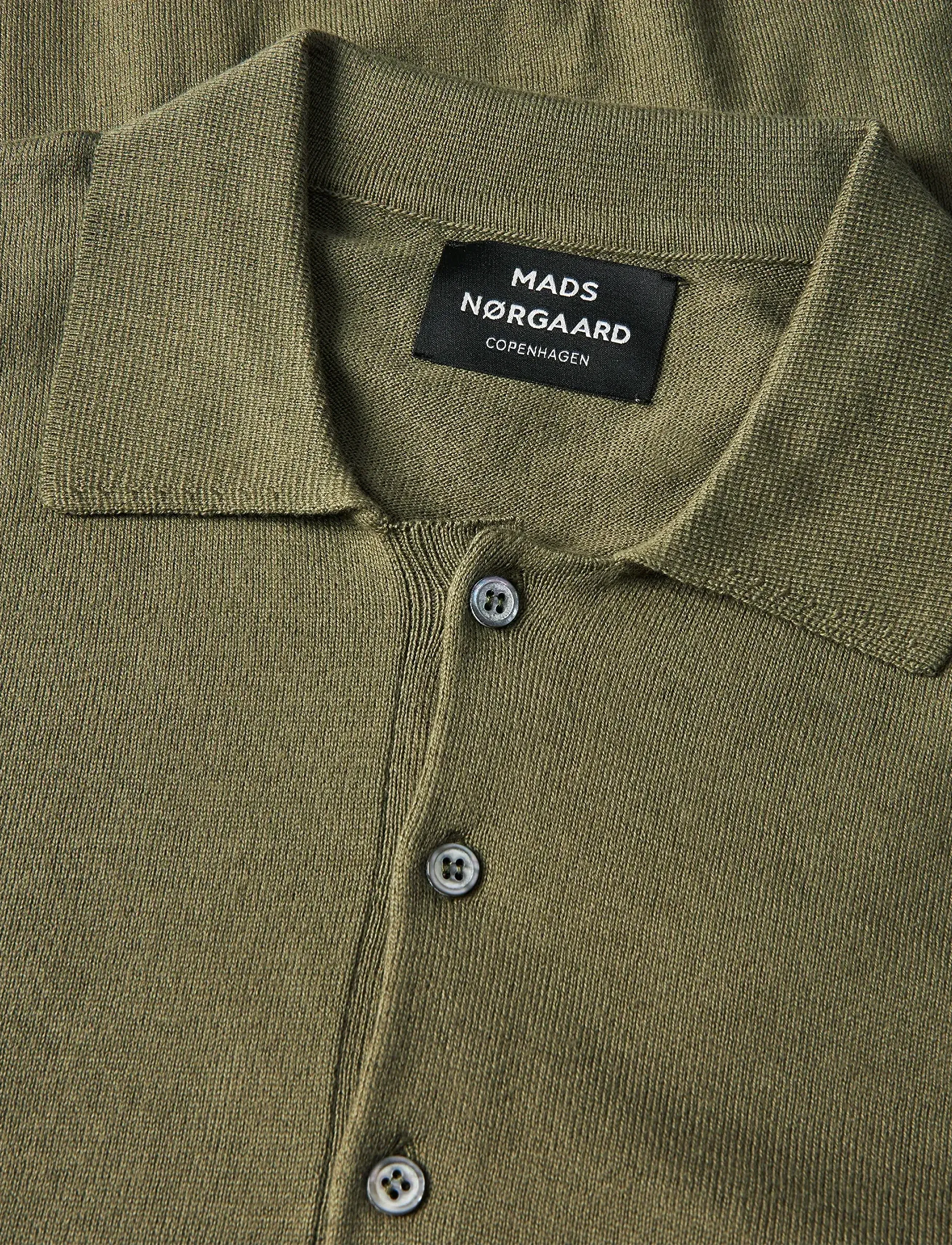 Mads Nørgaard - Tight Cotton Tristan Knit - geweven polo's met lange mouwen - kalamata - 1