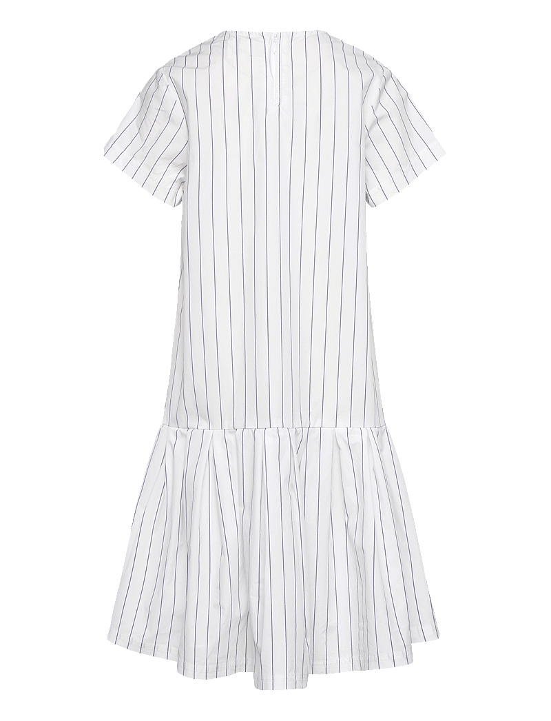 Mads Nørgaard - Crisp Poplin Drastina Dress - kurzärmelige freizeitkleider - pinstripe/parisian night - 1
