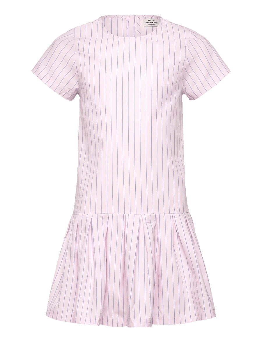 Mads Nørgaard - Crisp Poplin Drastina Dress - kurzärmelige freizeitkleider - pinstripe/parfait pink - 0