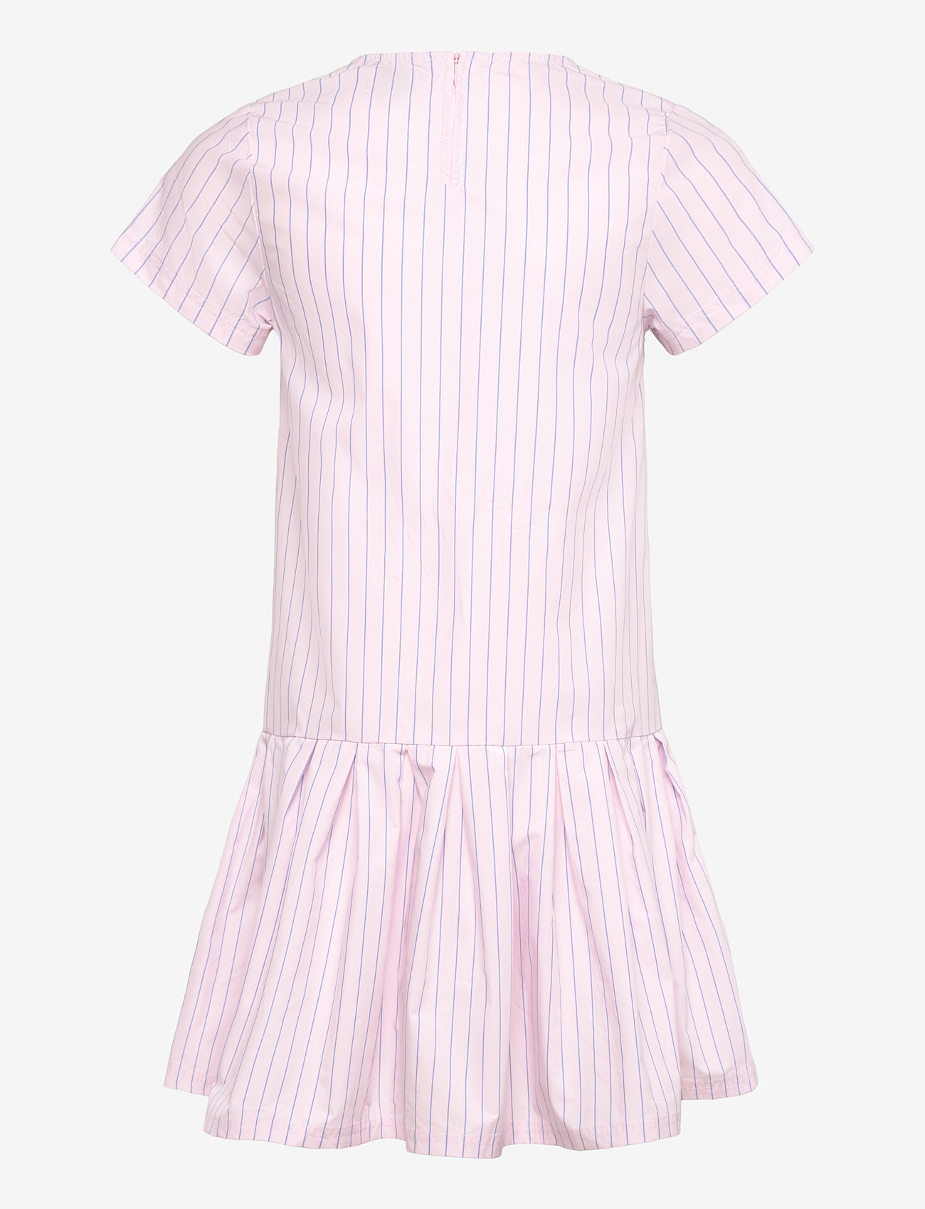 Mads Nørgaard - Crisp Poplin Drastina Dress - kurzärmelige freizeitkleider - pinstripe/parfait pink - 1