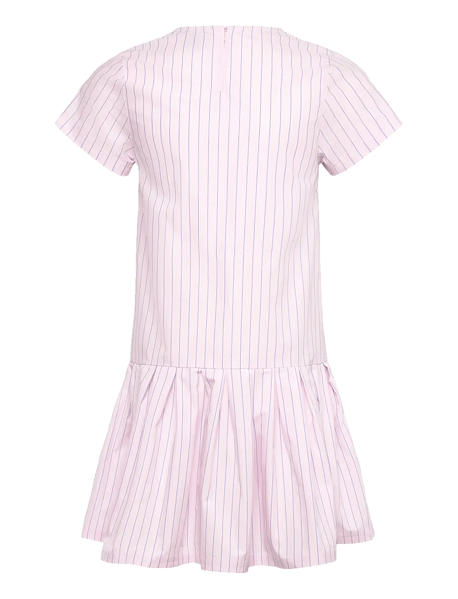 Mads Nørgaard - Crisp Poplin Drastina Dress - kurzärmelige freizeitkleider - pinstripe/parfait pink - 1