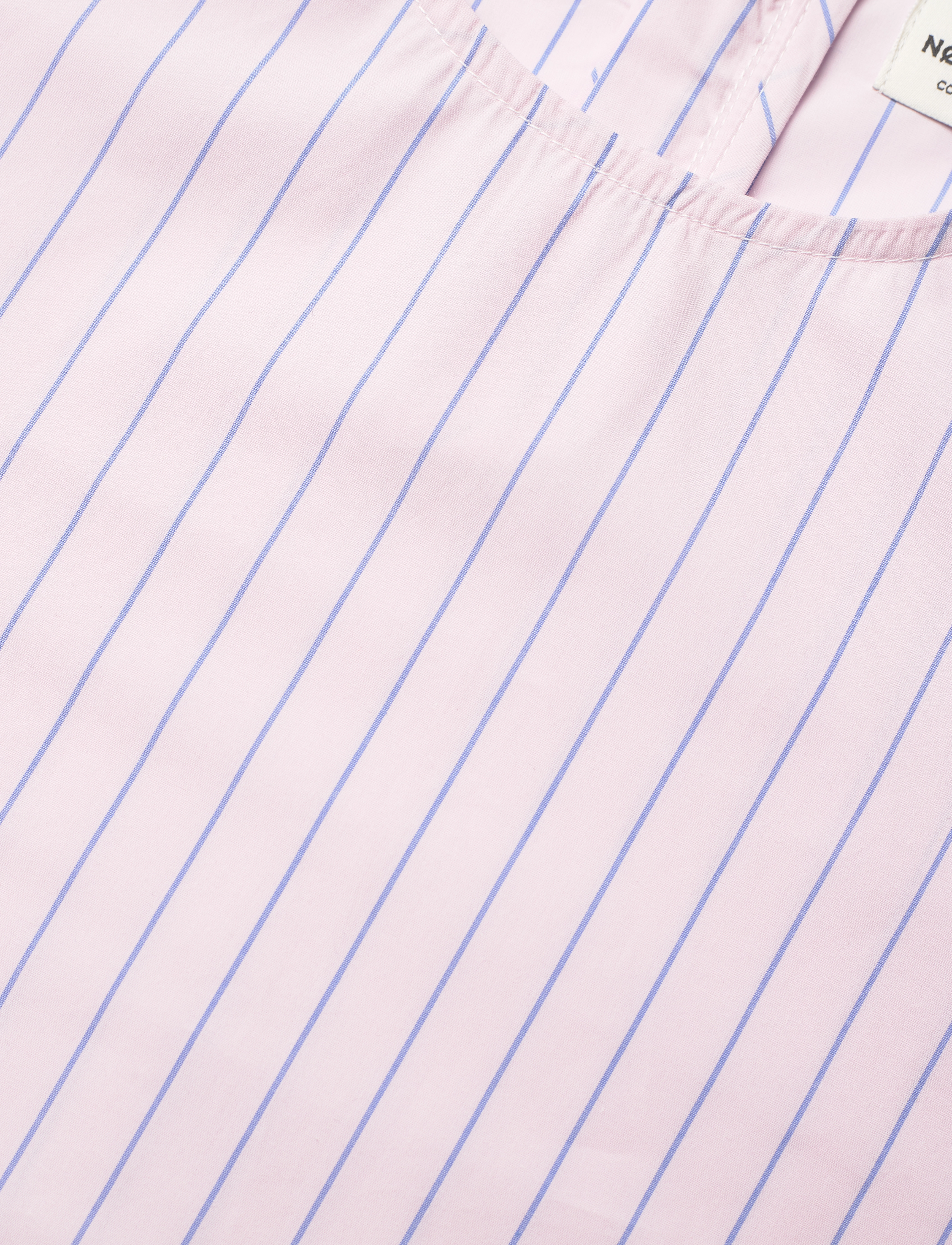 Mads Nørgaard - Crisp Poplin Drastina Dress - kortærmede hverdagskjoler - pinstripe/parfait pink - 2