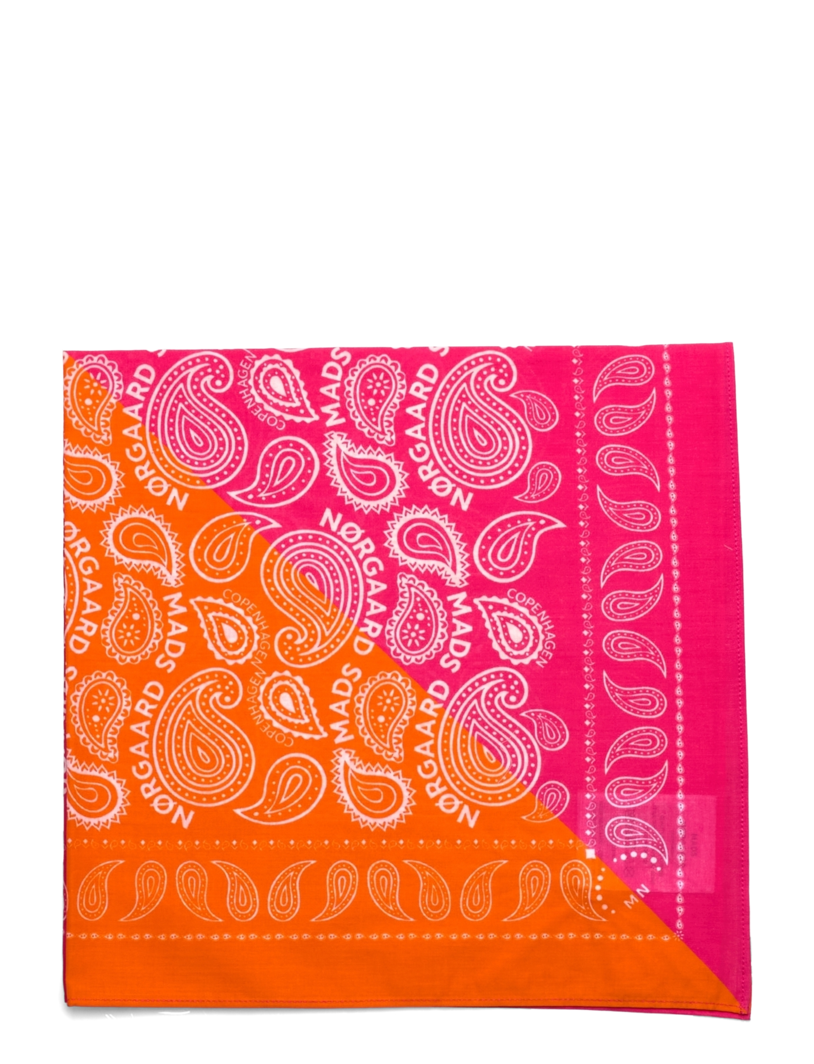 Mads Nørgaard - Soft Cotton Paisley Scarf - fandango pink/vibrant orange - 1