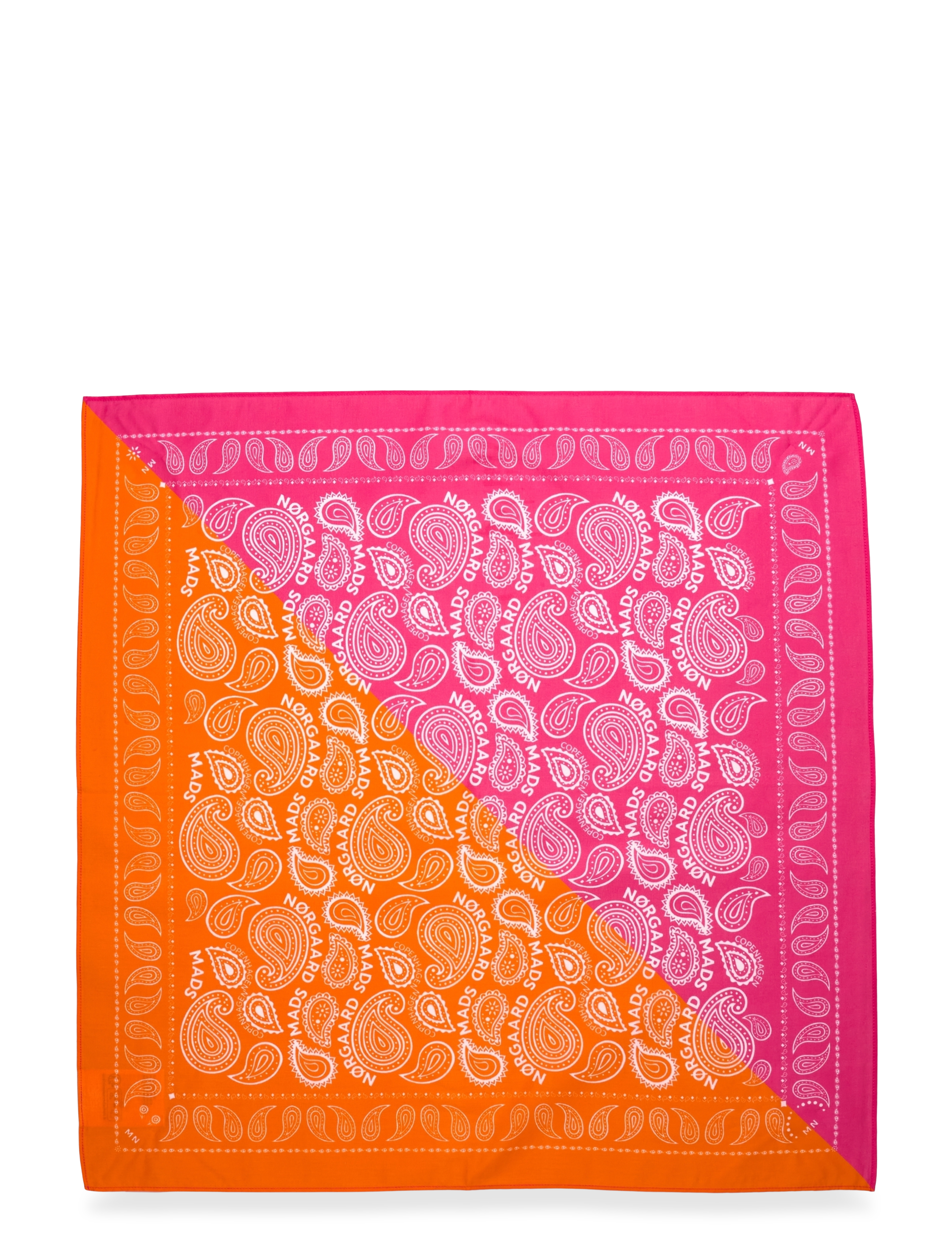 Mads Nørgaard - Soft Cotton Paisley Scarf - fandango pink/vibrant orange - 2