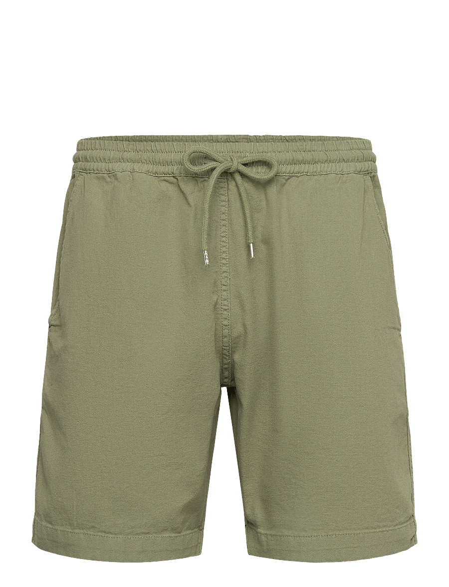 Mads Nørgaard - Dyed Canvas Beach Shorts - casual shorts - oil green - 0
