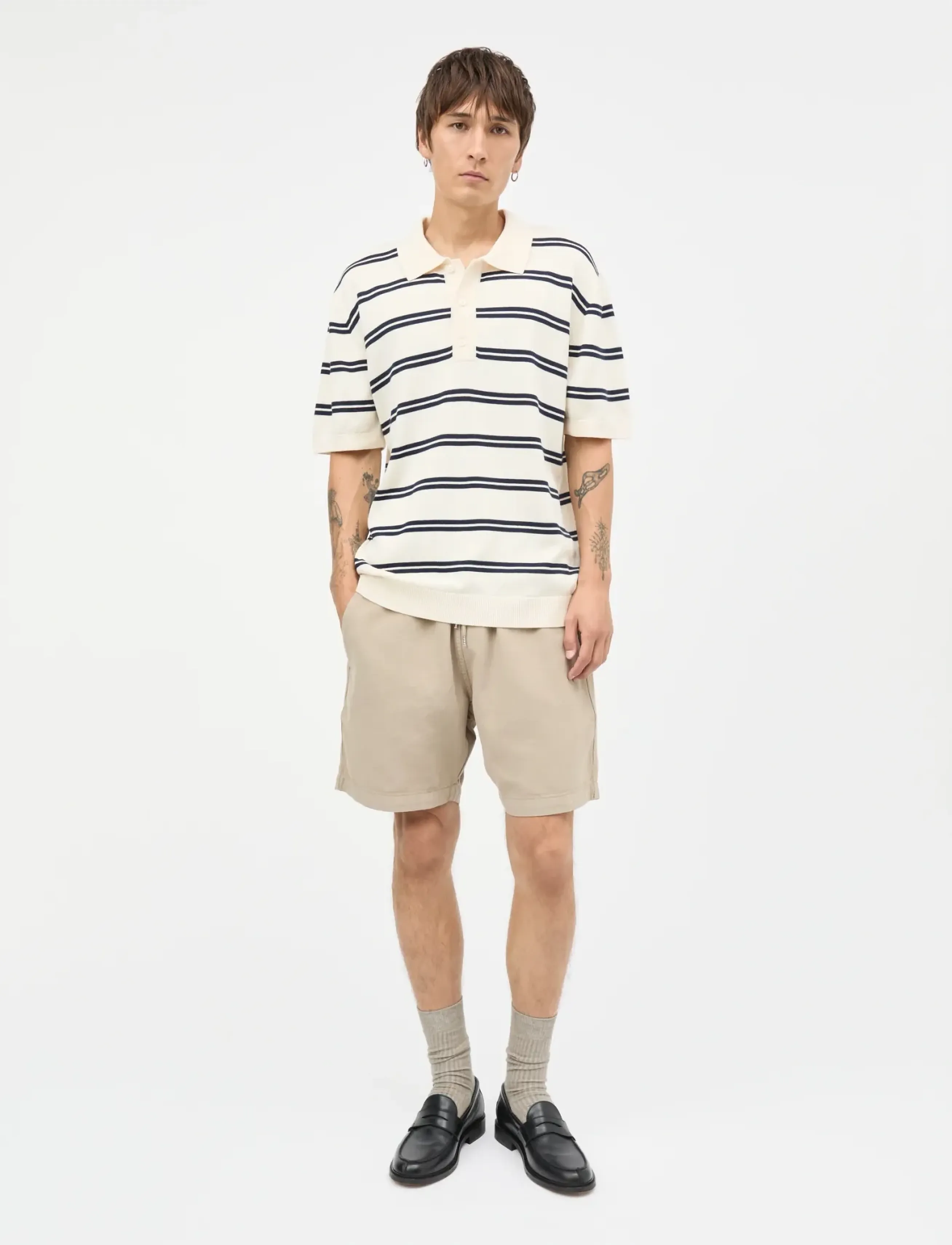 Mads Nørgaard Dyed Canvas Beach Shorts, L, Beige - Casual, Männerswear