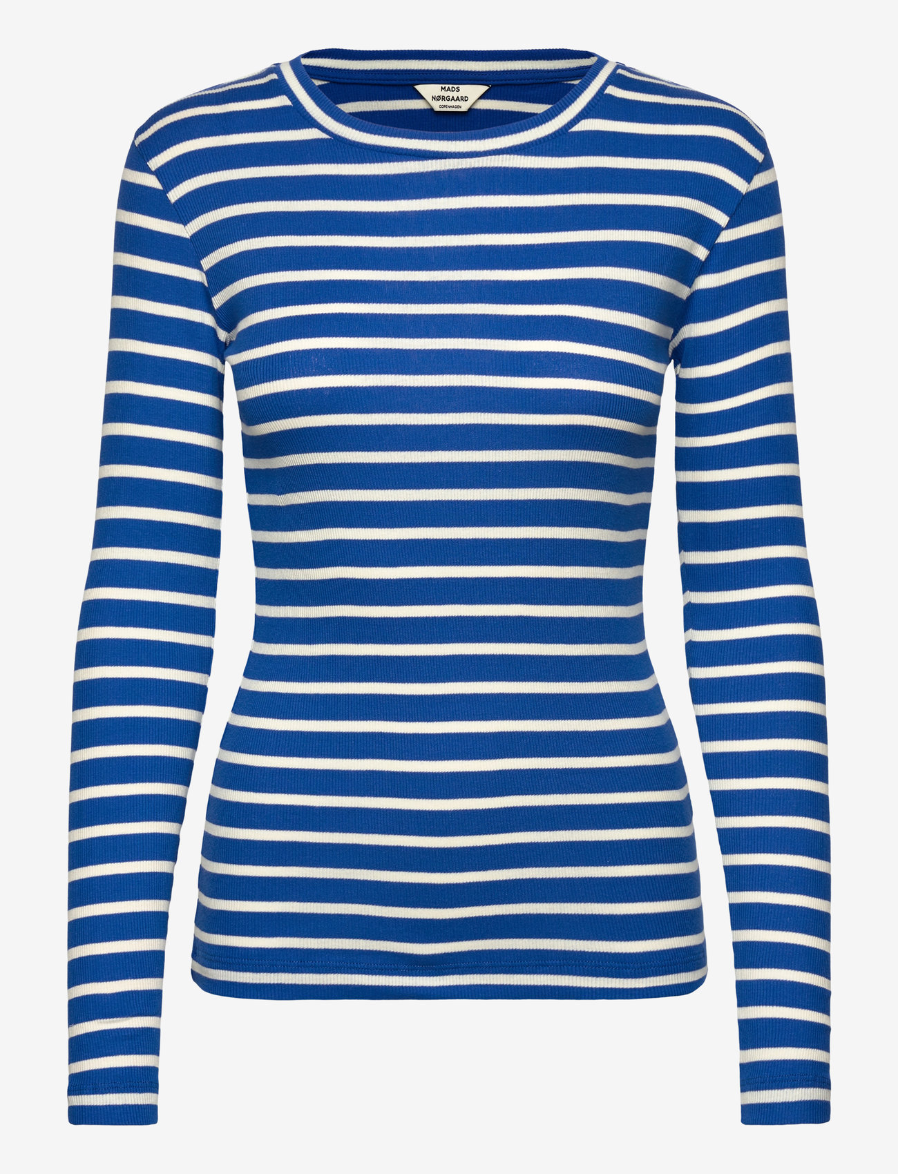 Mads Nørgaard - 2x2 Cotton Stripe Tuba Tee LS - autumn clothing - surf the web/vanilla ice - 0