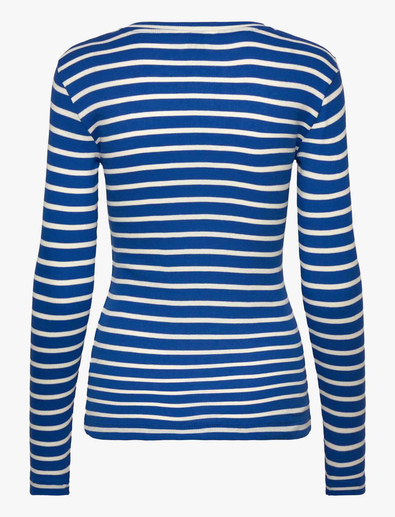 Mads Nørgaard - 2x2 Cotton Stripe Tuba Tee LS - autumn clothing - surf the web/vanilla ice - 1