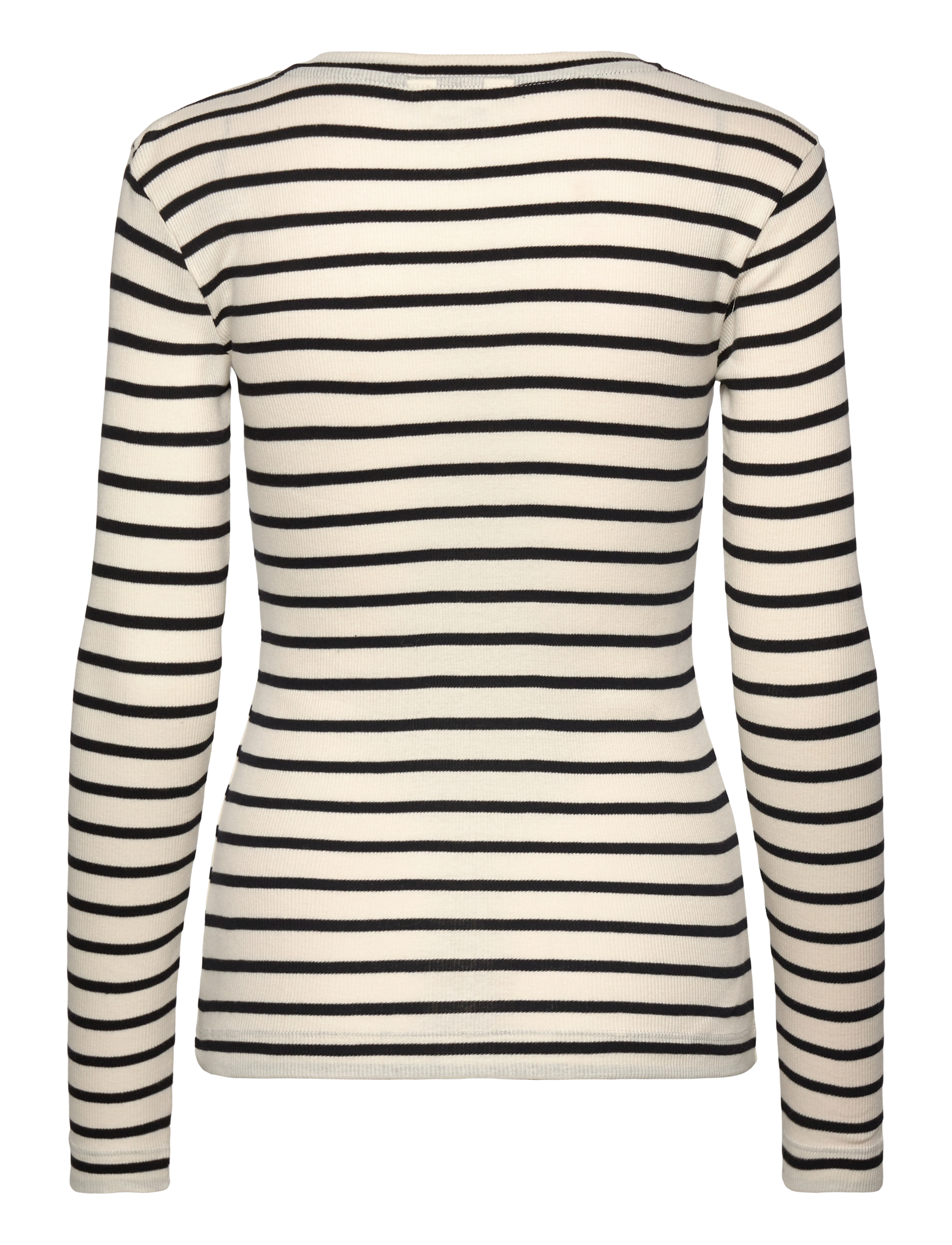 Mads Nørgaard - 2x2 Cotton Stripe Tuba Tee LS - vanilla ice/black - 1