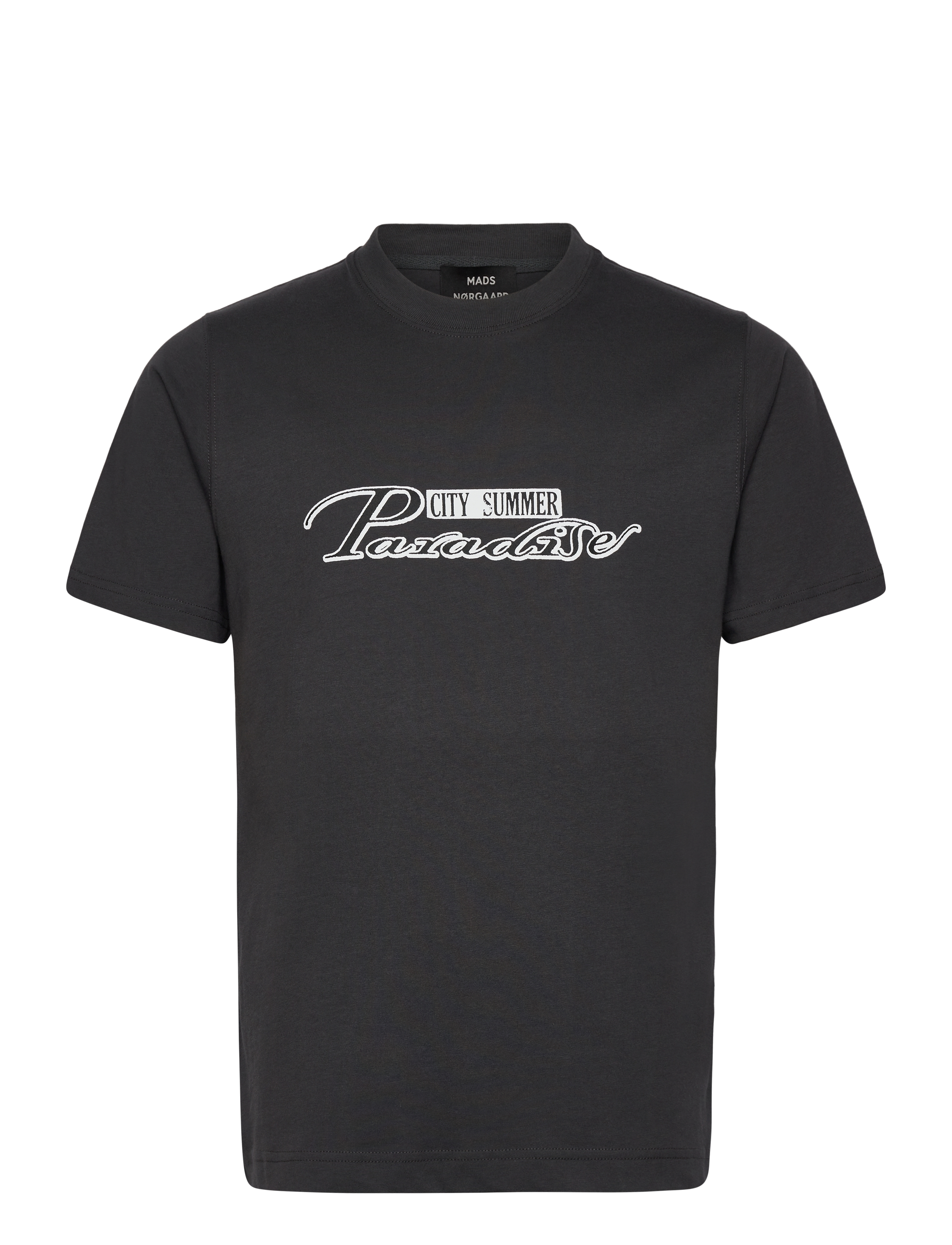Mads Nørgaard Cotton Jersey Frode Paradise Tee - Tøj - BLACK OYSTER / black