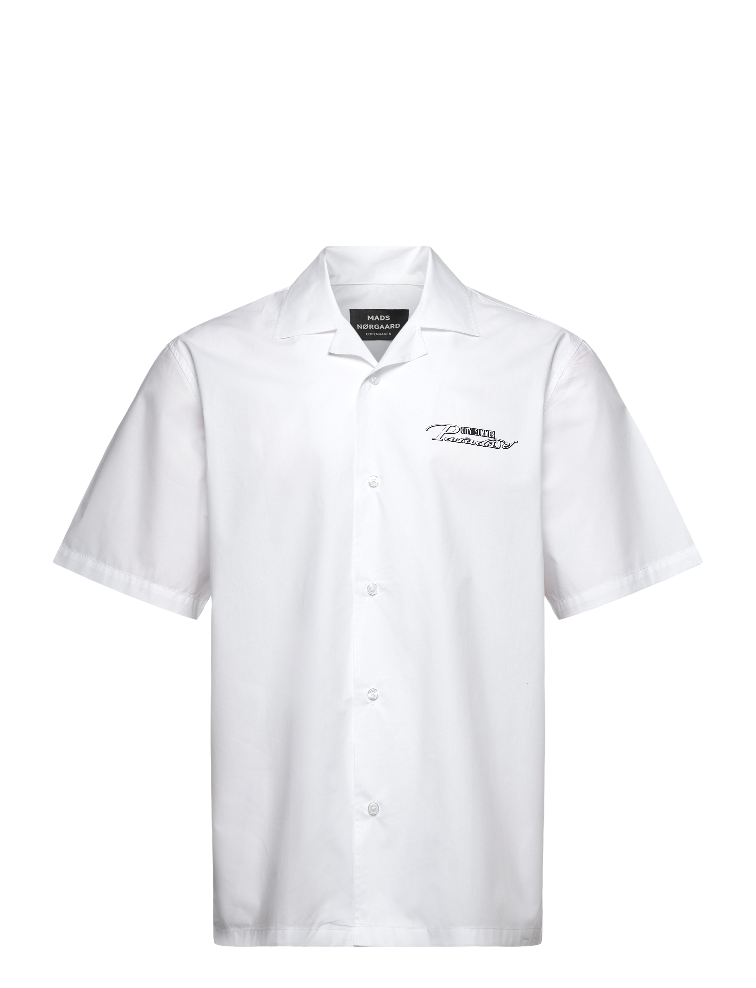 Mads Nørgaard Organic Cotton Poplin Kenji Paradise Shirt SS - Tøj - WHITE / white