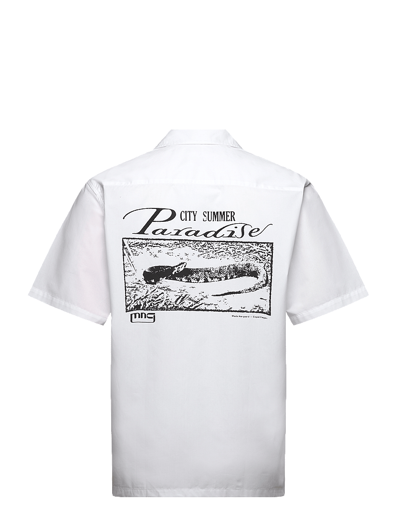 Mads Nørgaard - Organic Cotton Poplin Kenji Paradise Shirt SS - lühikeste varrukatega särgid - white - 1