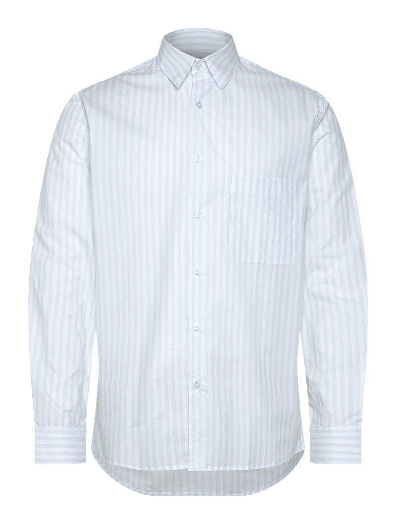 Mads Nørgaard - Organic Cotton Poplin Sune Shirt - randiga skjortor - ballad blue/white - 0