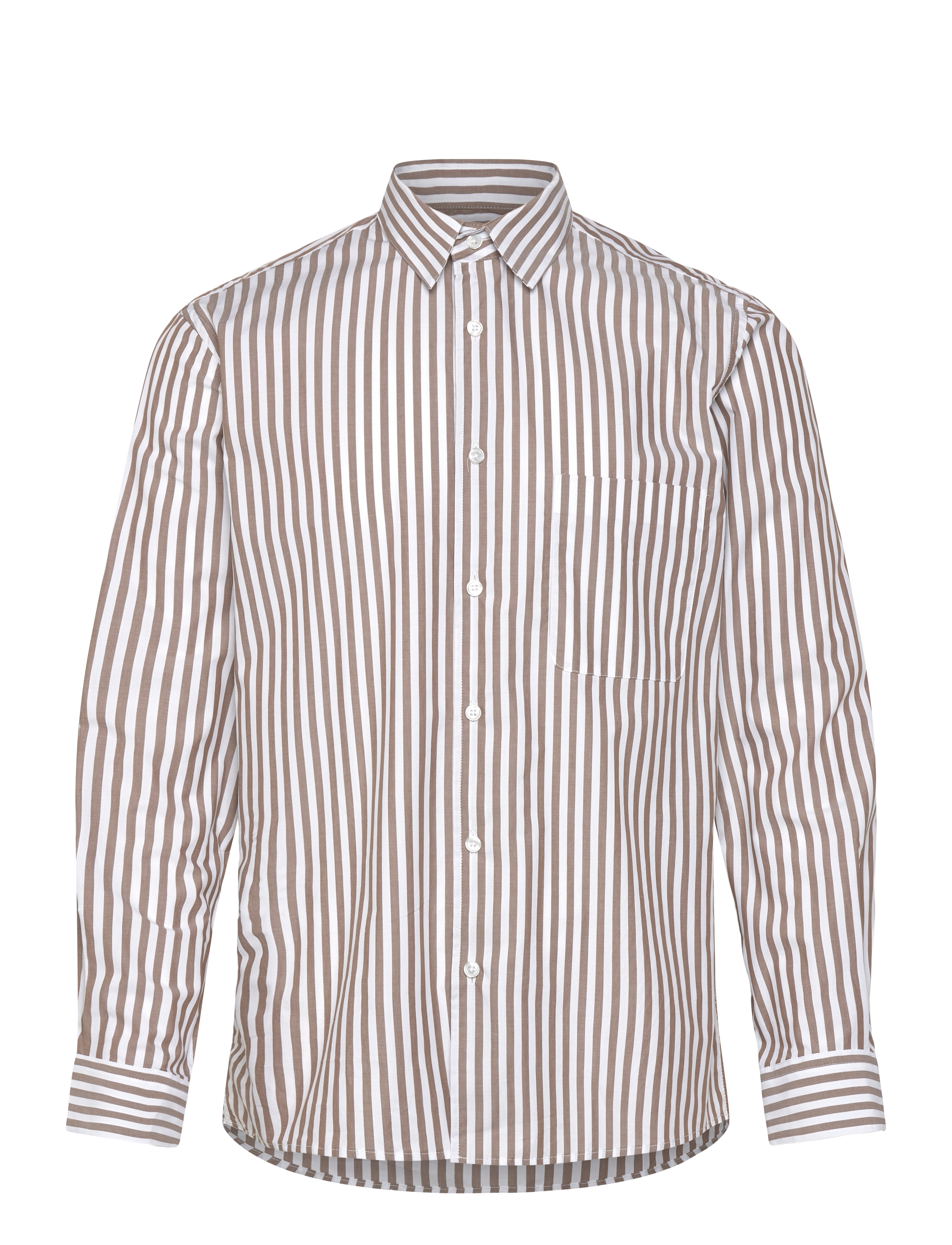 Mads Nørgaard Organic Cotton Poplin Sune Shirt, XL, Shirts, Beige - Striped Männerswear