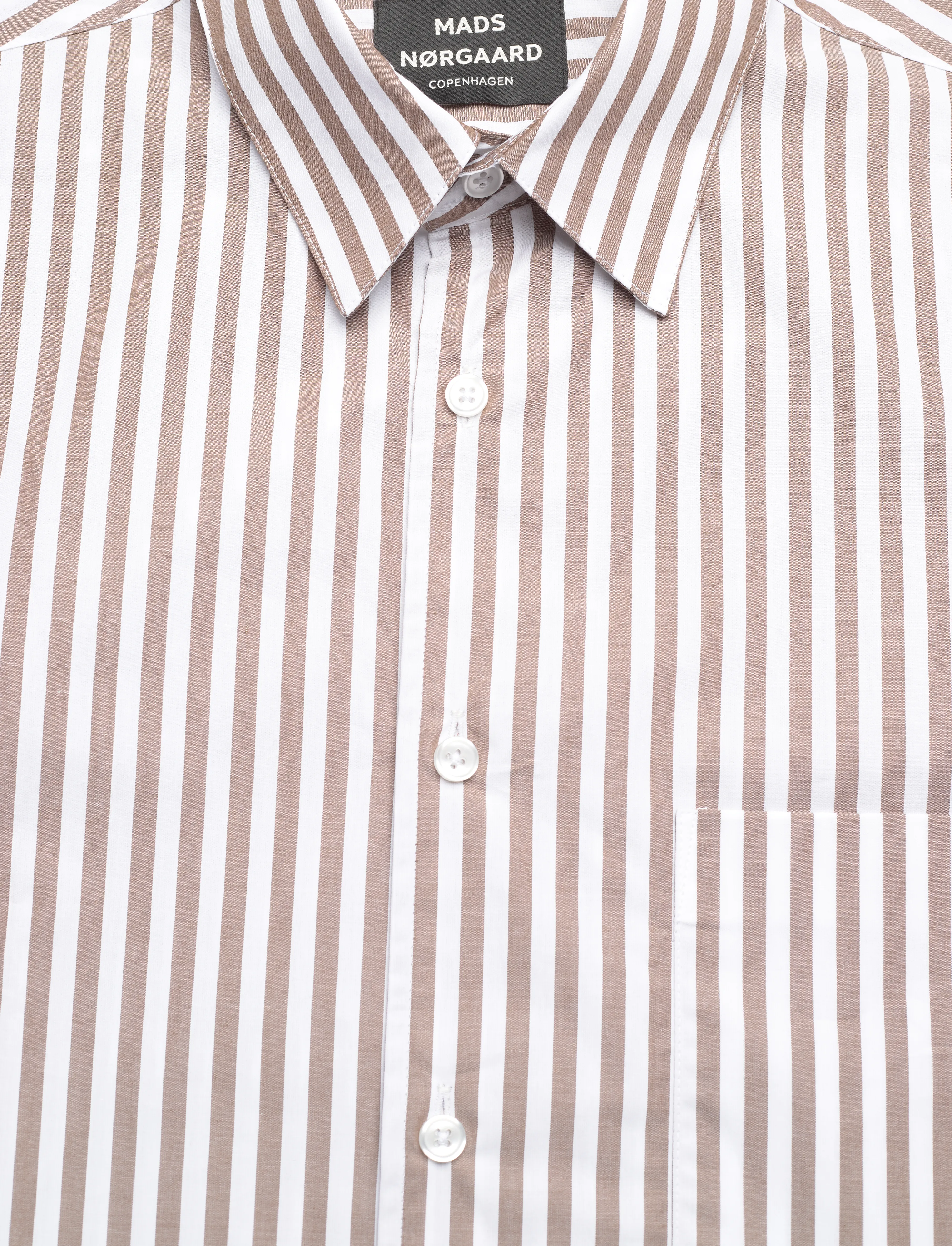 Mads Nørgaard - Organic Cotton Poplin Sune Shirt - raidalliset kauluspaidat - kangaroo/white - 2