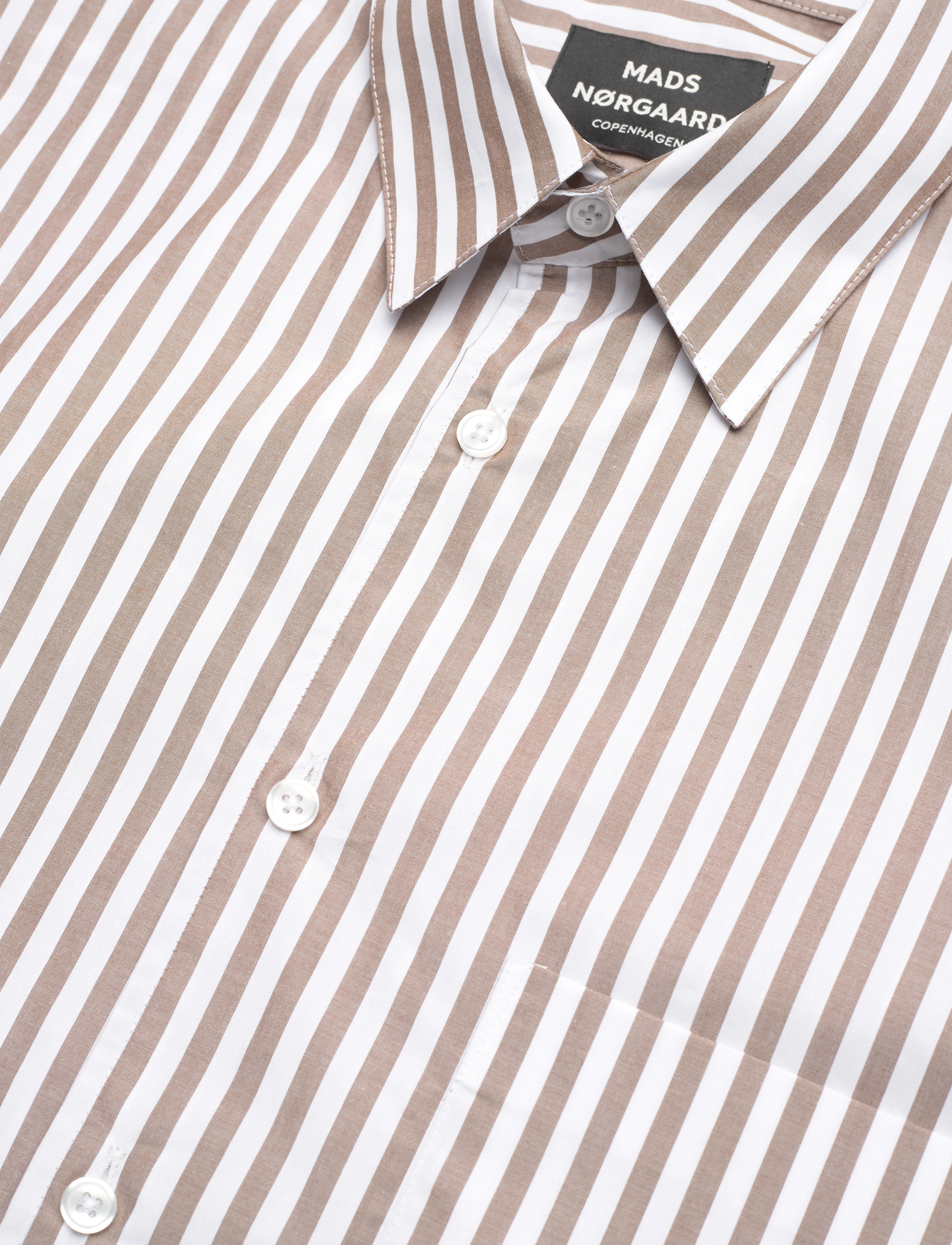 Mads Nørgaard - Organic Cotton Poplin Sune Shirt - raidalliset kauluspaidat - kangaroo/white - 3