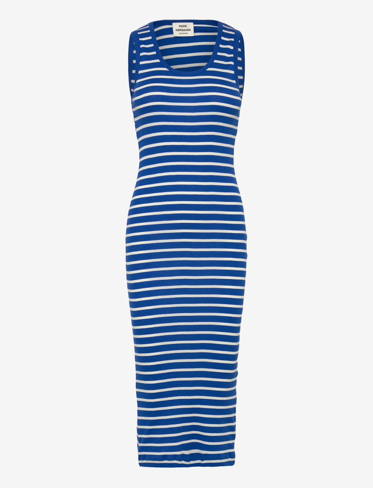 Mads Nørgaard - 2x2 Cotton Stripe Ama Dress - midikleidid - surf the web/vanilla ice - 0
