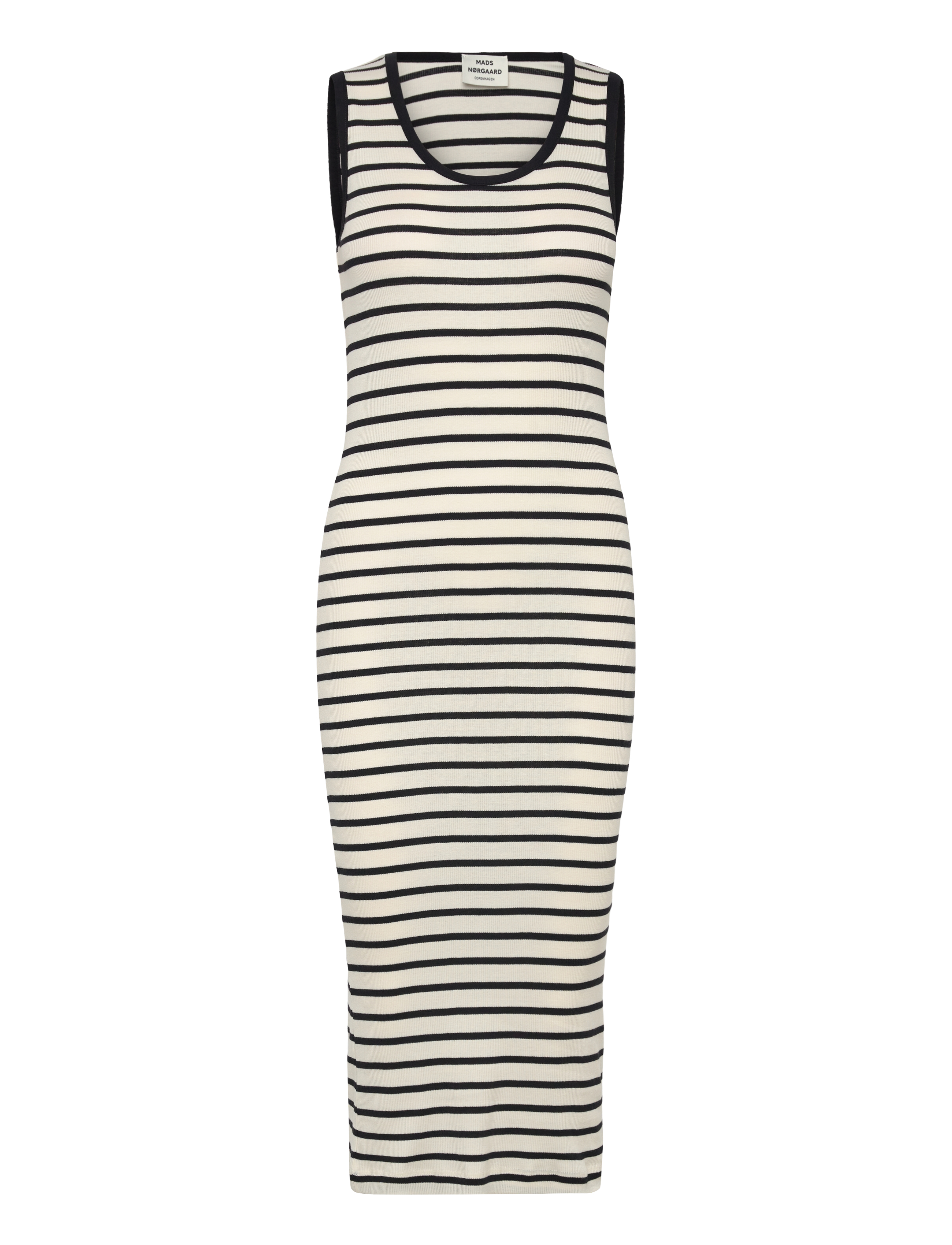 Mads Nørgaard 2x2 Cotton Stripe Ama Dress - Kampagne - VANILLA ICE/BLACK / black