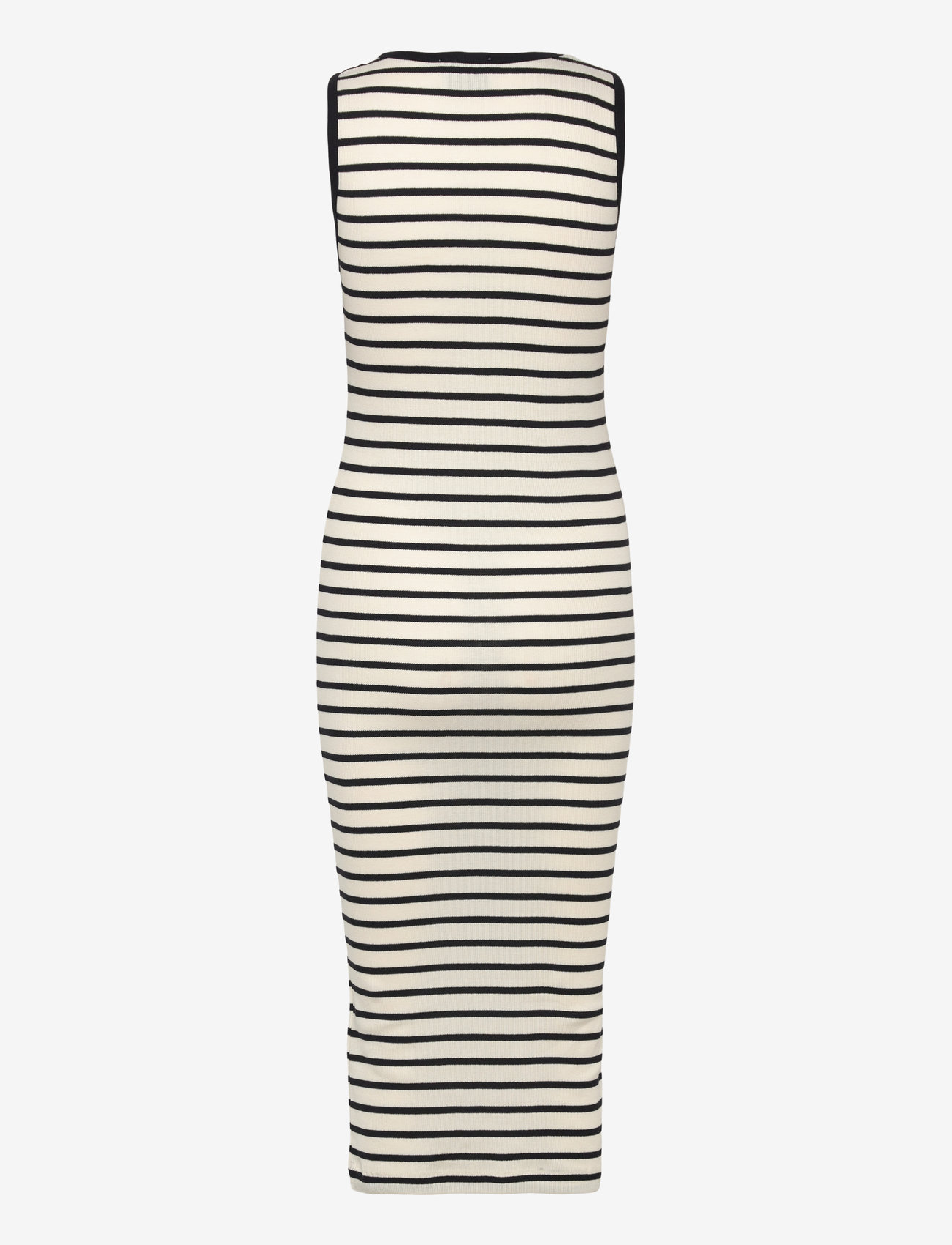 Mads Nørgaard - 2x2 Cotton Stripe Ama Dress - vidutinio ilgio suknelės - vanilla ice/black - 1