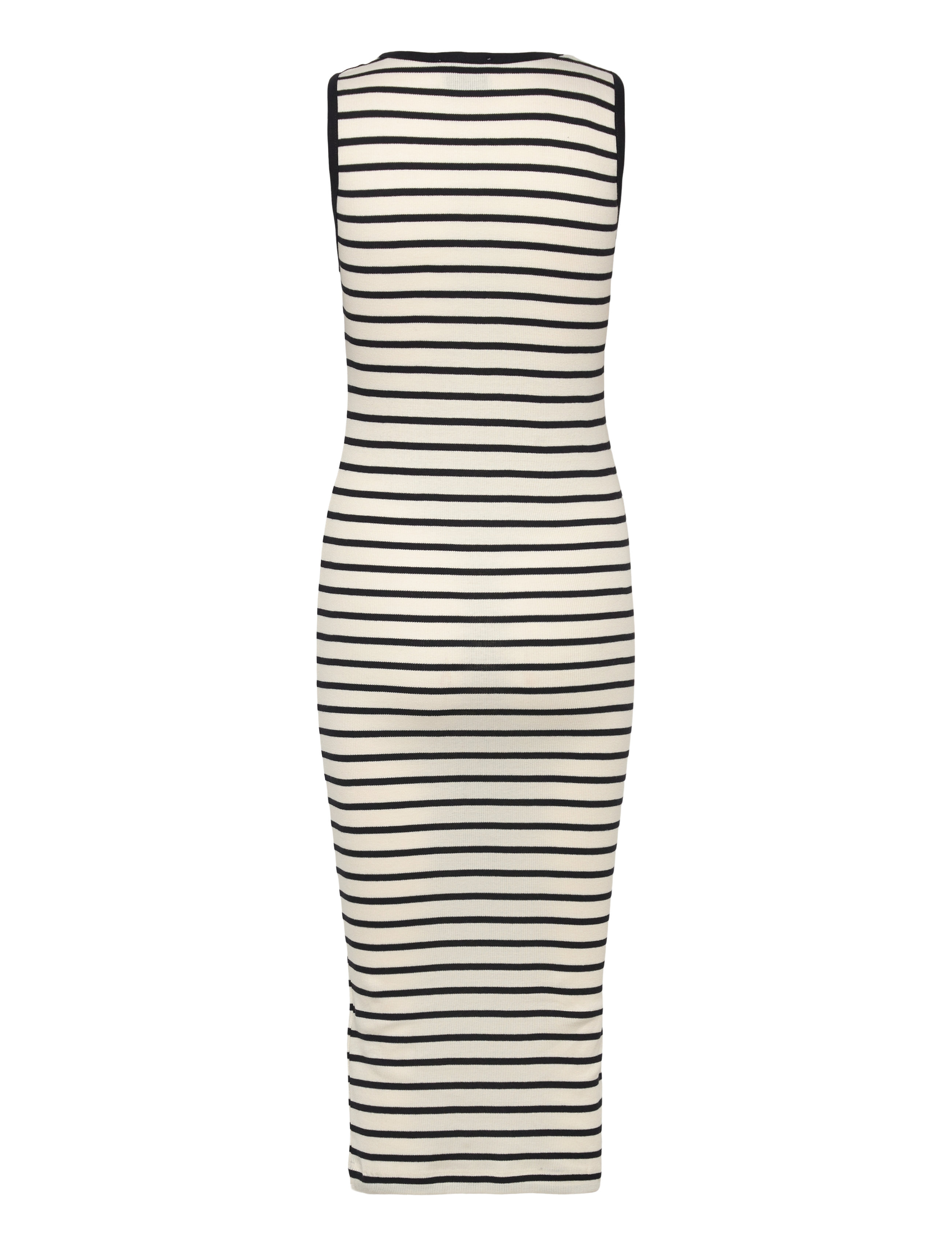 Mads Nørgaard - 2x2 Cotton Stripe Ama Dress - midikleider - vanilla ice/black - 1