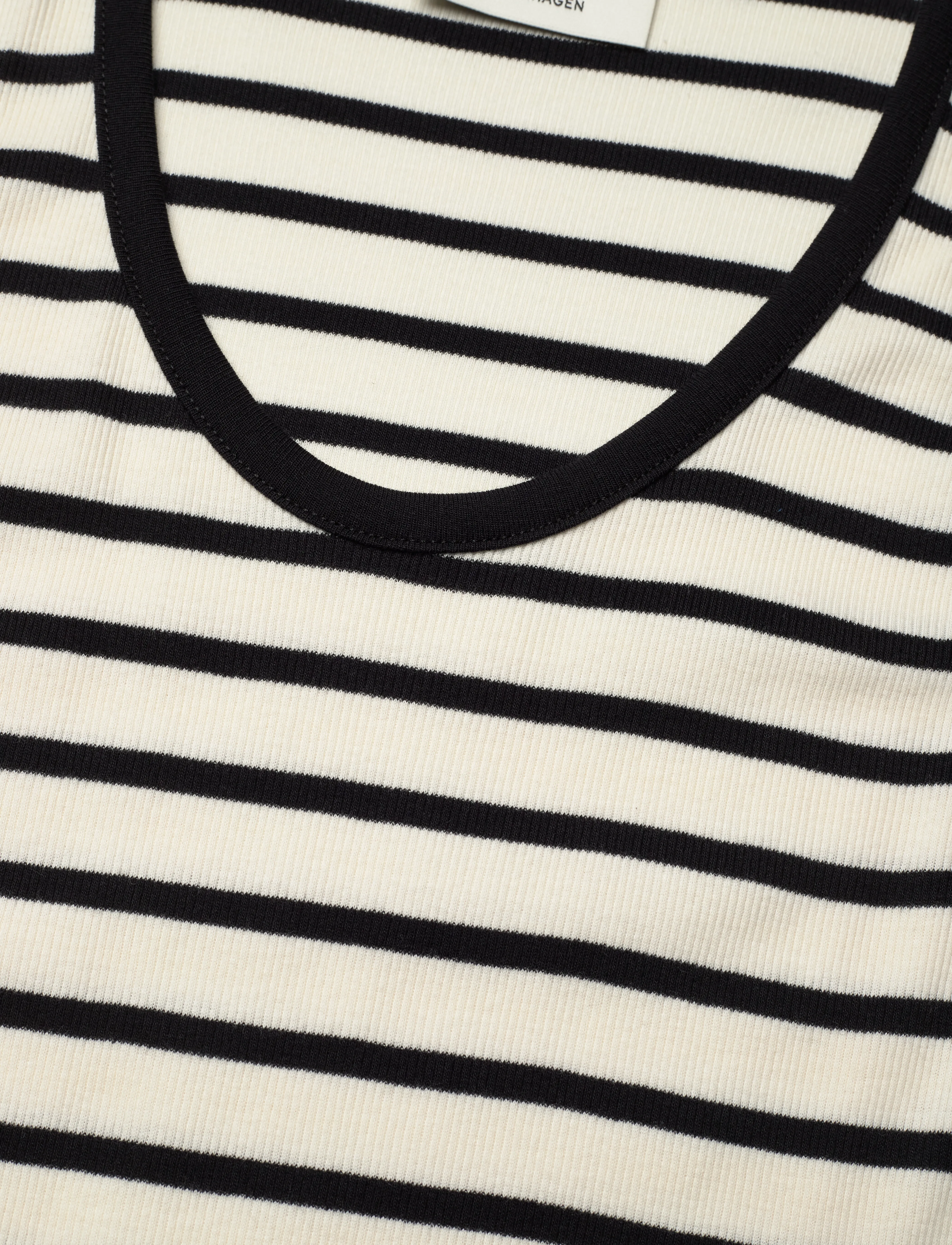 Mads Nørgaard - 2x2 Cotton Stripe Ama Dress - midikleider - vanilla ice/black - 2