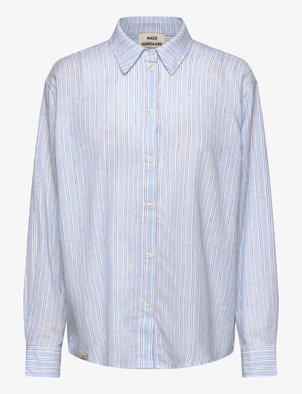 Mads Nørgaard - Colin YD Crelly Shirt - hørskjorter - pinstripe/powder blue - 0