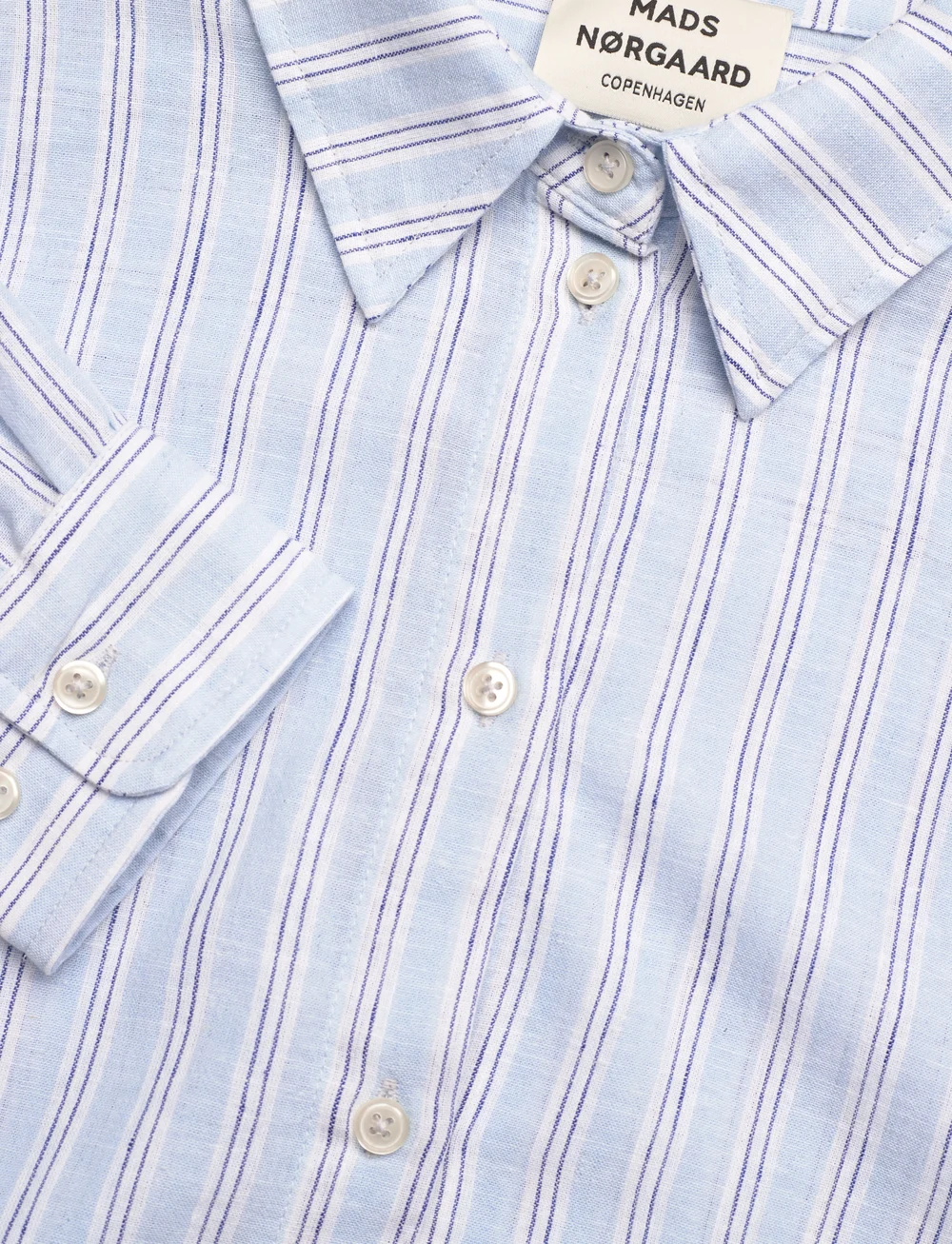Mads Nørgaard - Colin YD Crelly Shirt - hørskjorter - pinstripe/powder blue - 2