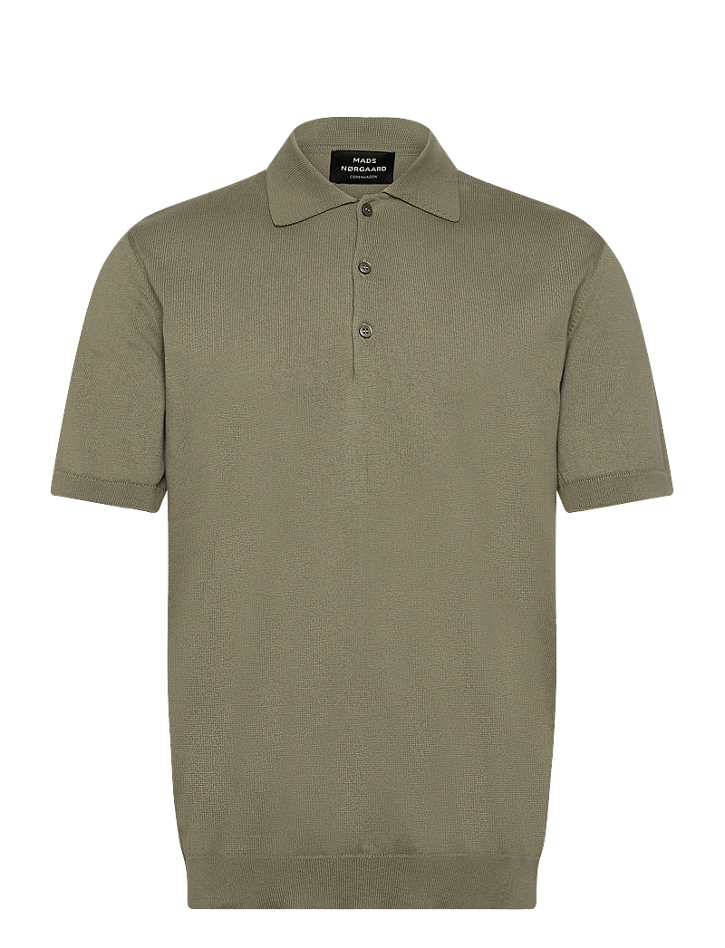 Mads Nørgaard - Tight Cotton Tristan Knit SS - gestrickte polohemden - oil green - 0