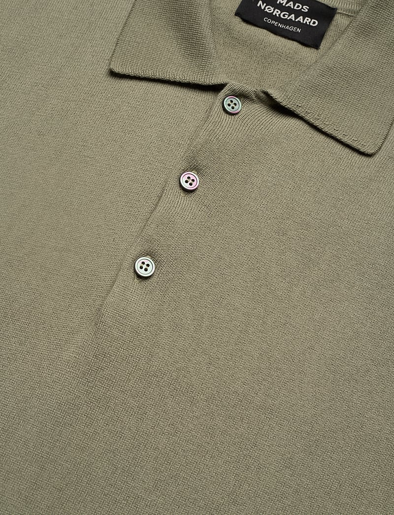 Mads Nørgaard - Tight Cotton Tristan Knit SS - gestrickte polohemden - oil green - 2