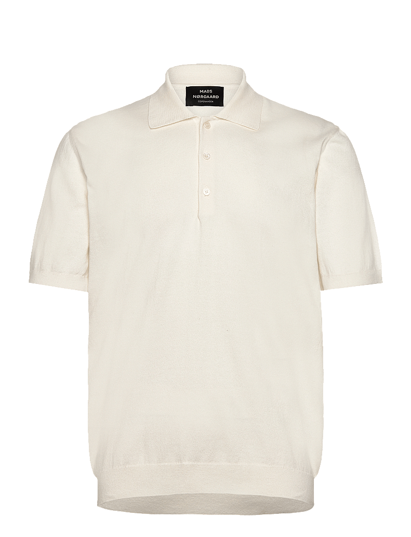 Mads Nørgaard - Tight Cotton Tristan Knit SS - stickade pikéer - vanilla ice - 0