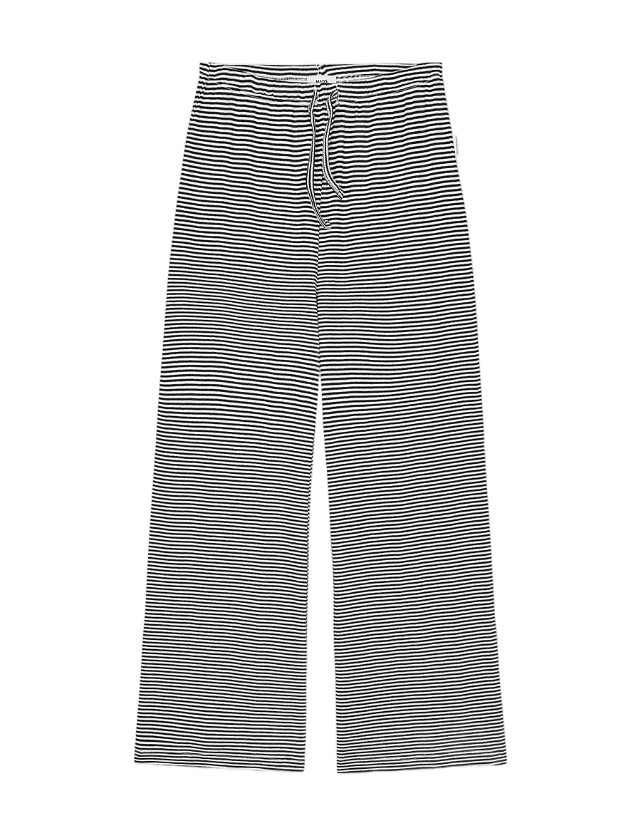 Mads Nørgaard - 2x2 Cotton Stripe Verona Pants - pantalons - black/vanilla ice - 1