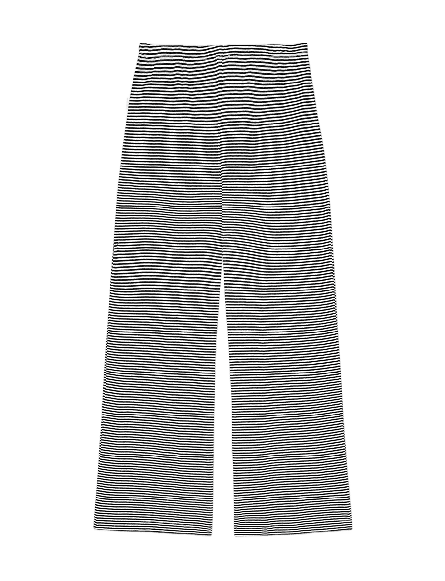 Mads Nørgaard - 2x2 Cotton Stripe Verona Pants - pantalons - black/vanilla ice - 2