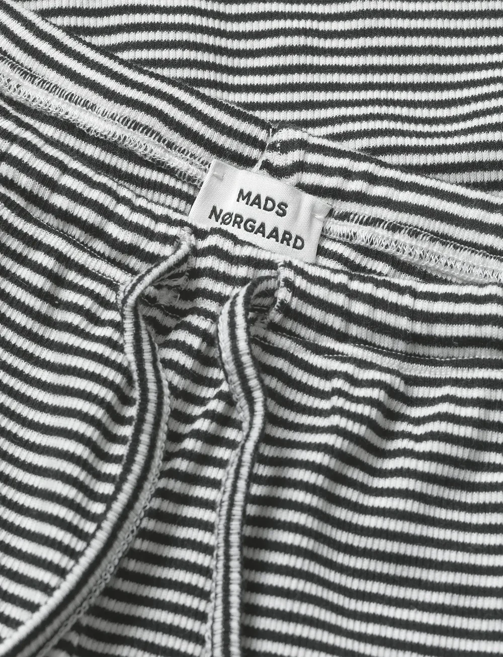 Mads Nørgaard - 2x2 Cotton Stripe Verona Pants - bukser - black/vanilla ice - 3