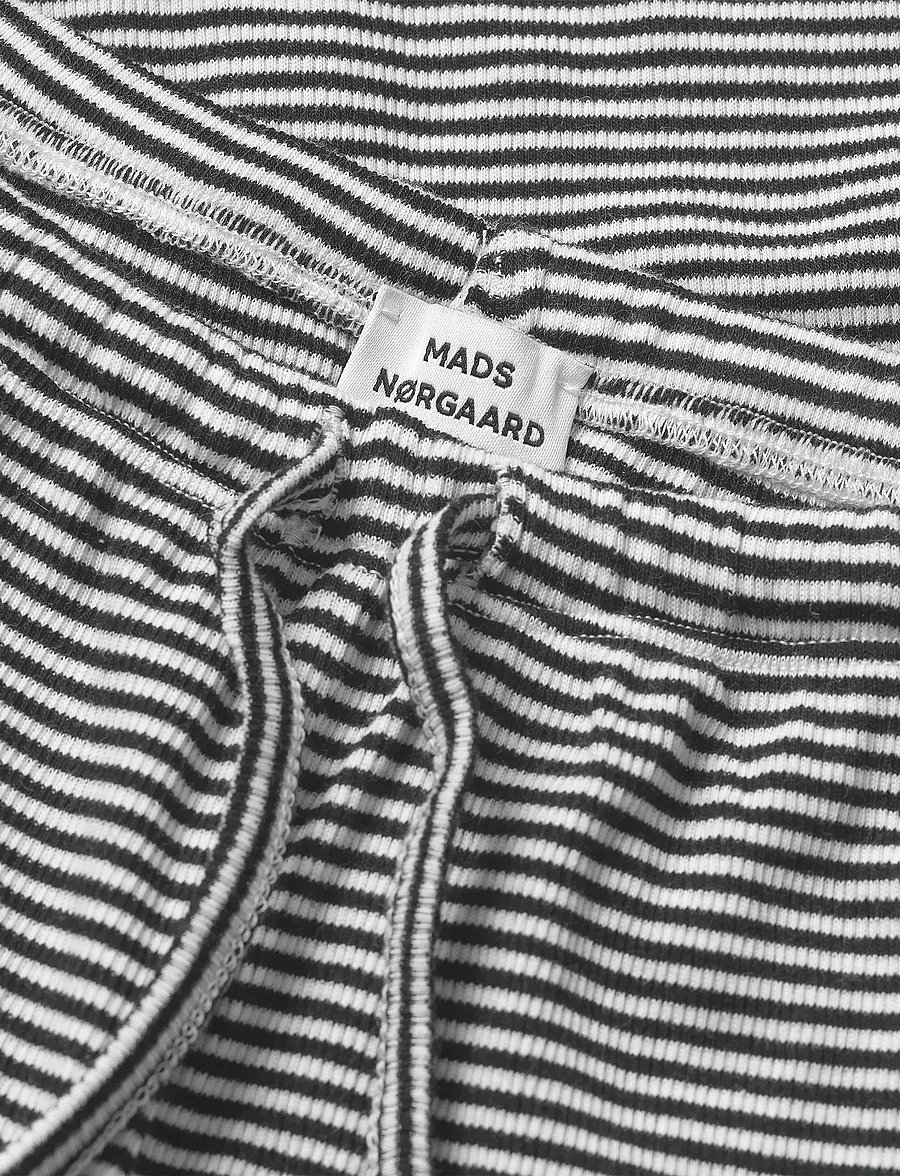 Mads Nørgaard - 2x2 Cotton Stripe Verona Pants - pantalons - black/vanilla ice - 3