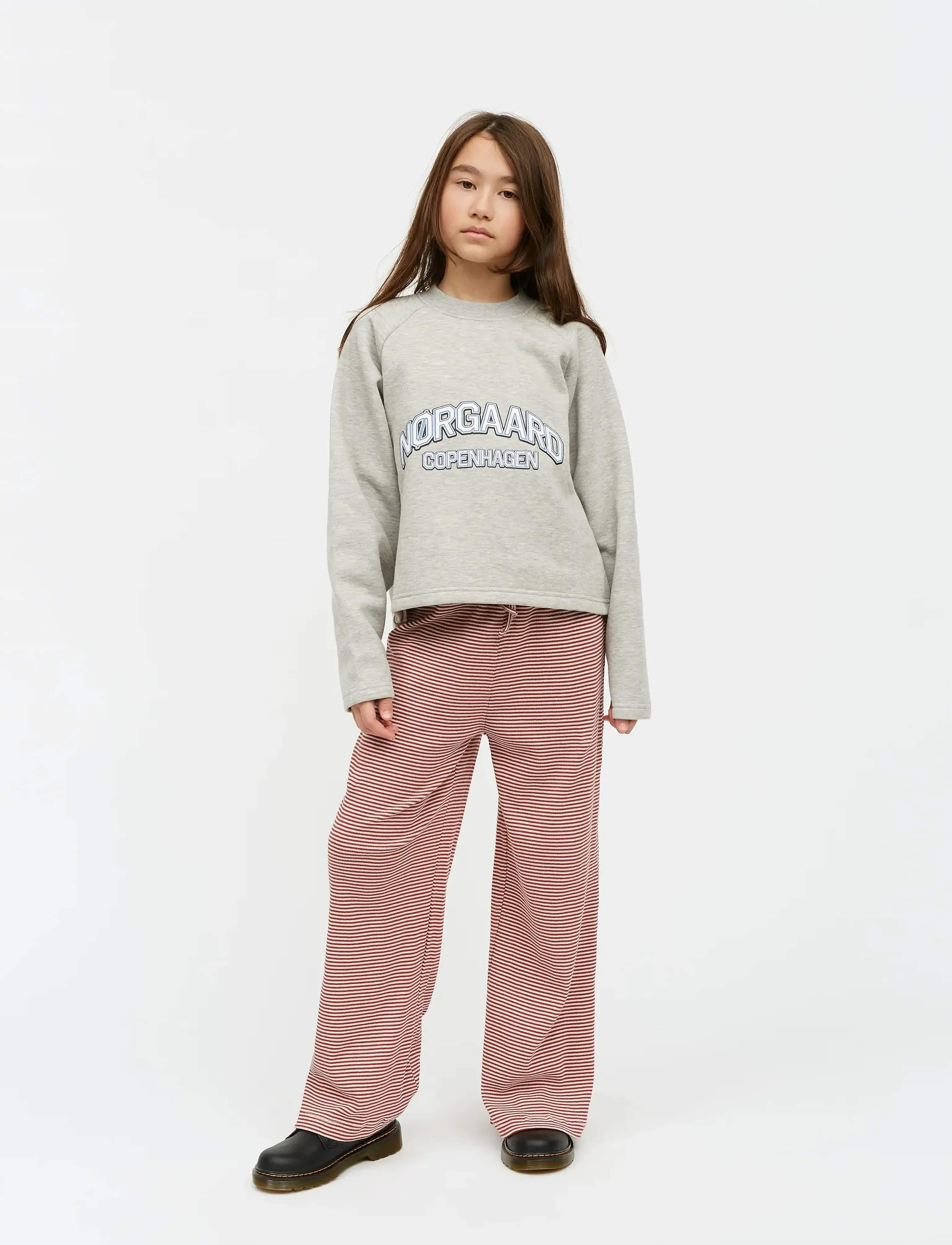 Mads Nørgaard 2X2 Cotton Stripe Verona Pants, 116, Red, Underdele > Bukser, Børn